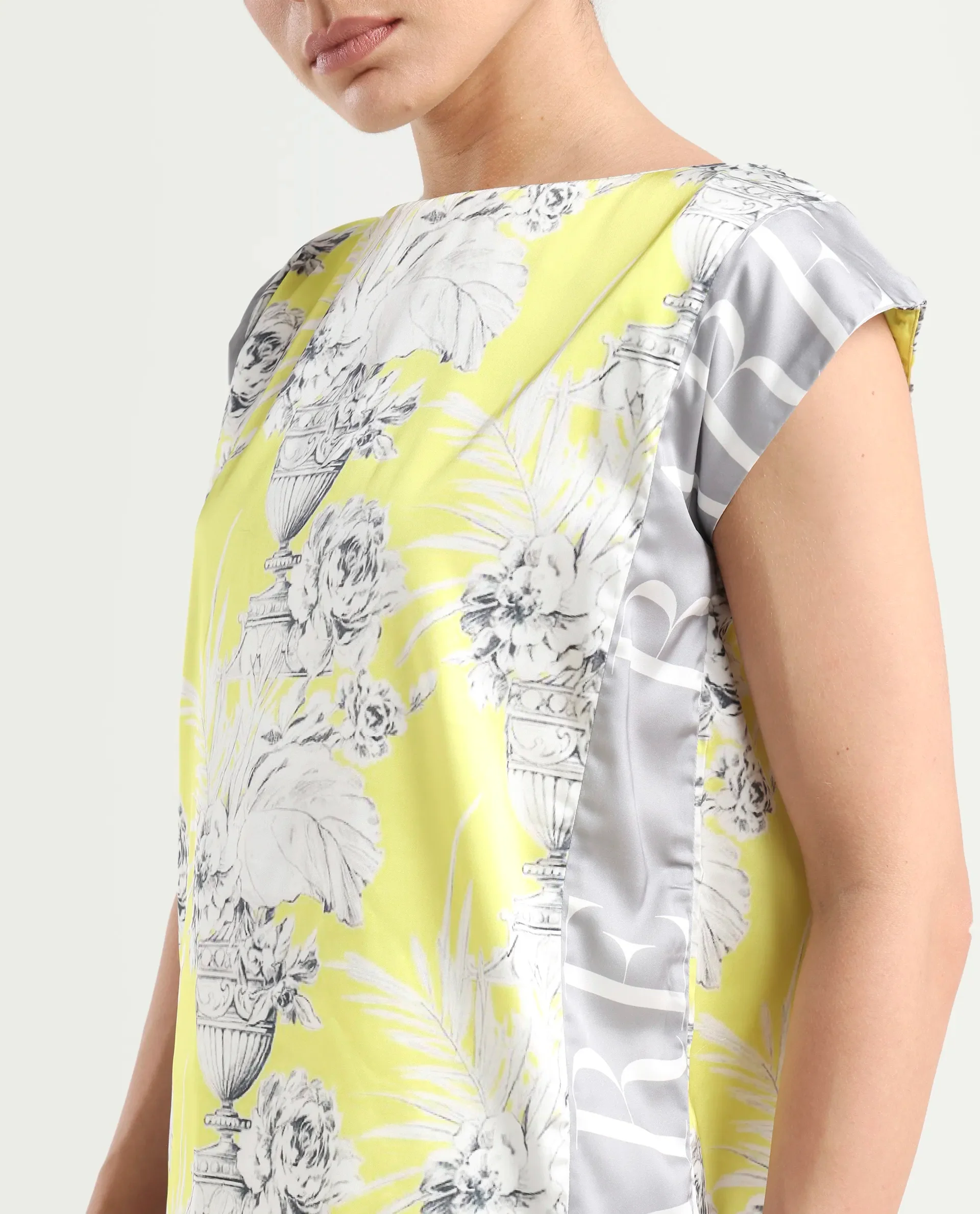 Rareism Women's Kanadio-T Yellow Polyester Boat Neck Floral Print Extended Sleeves Regular Fit Top - Image 4