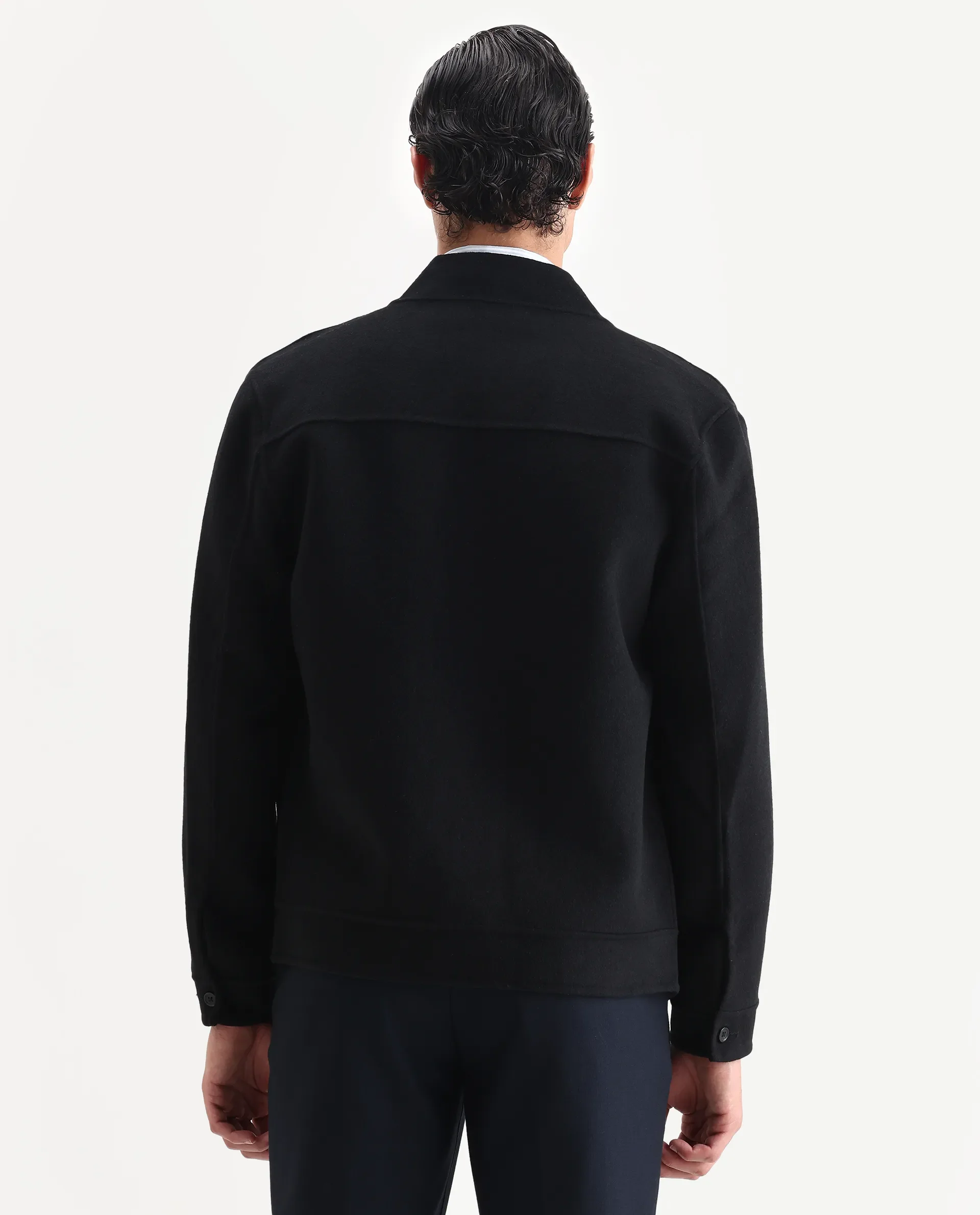 Rare Rabbit Men's Kaneo Black Polyester Blend Fabric High Neck Regular Plain Jacket - Image 7