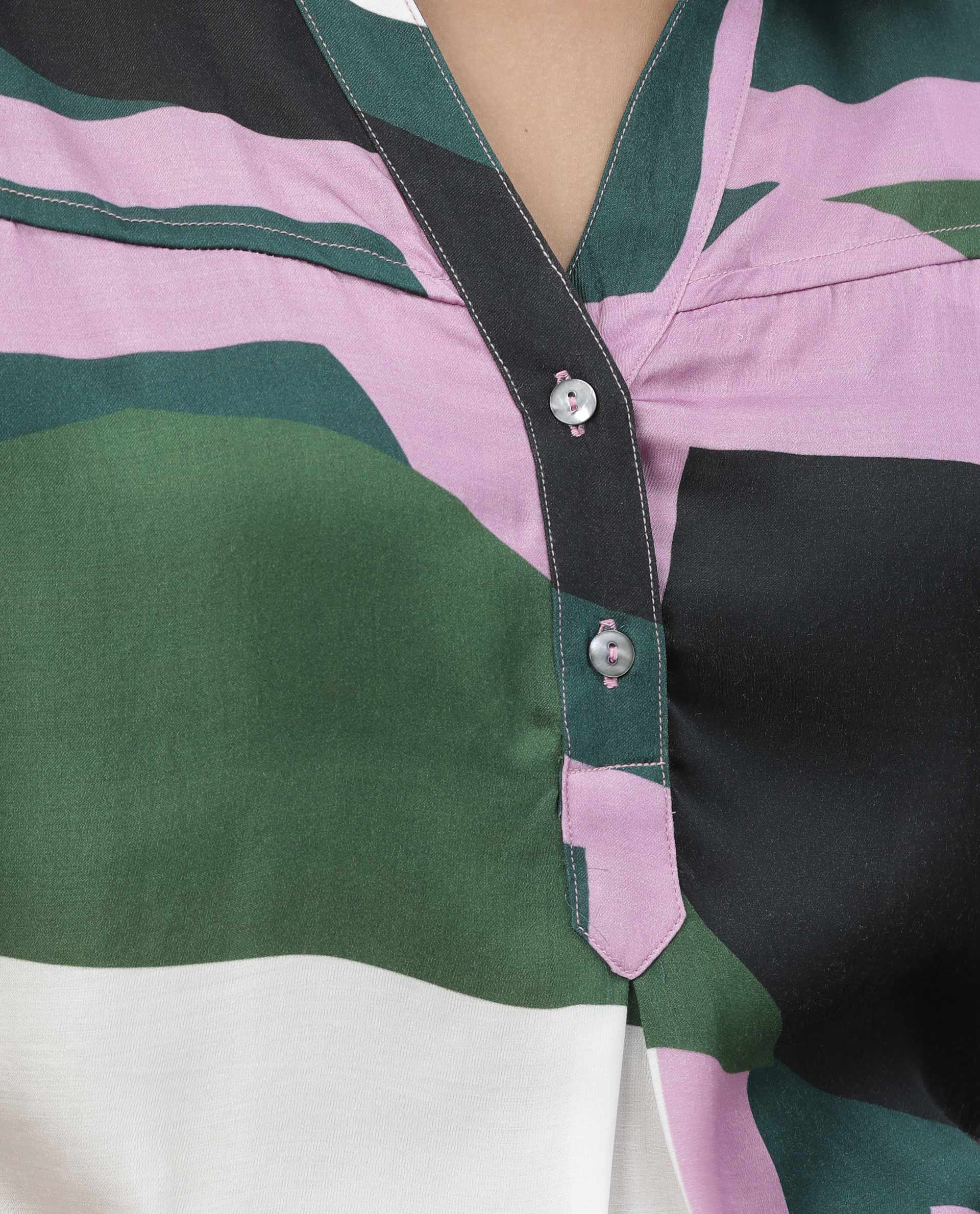 Rareism Women Kang Pink Top Full Sleeves Printed - Image 2