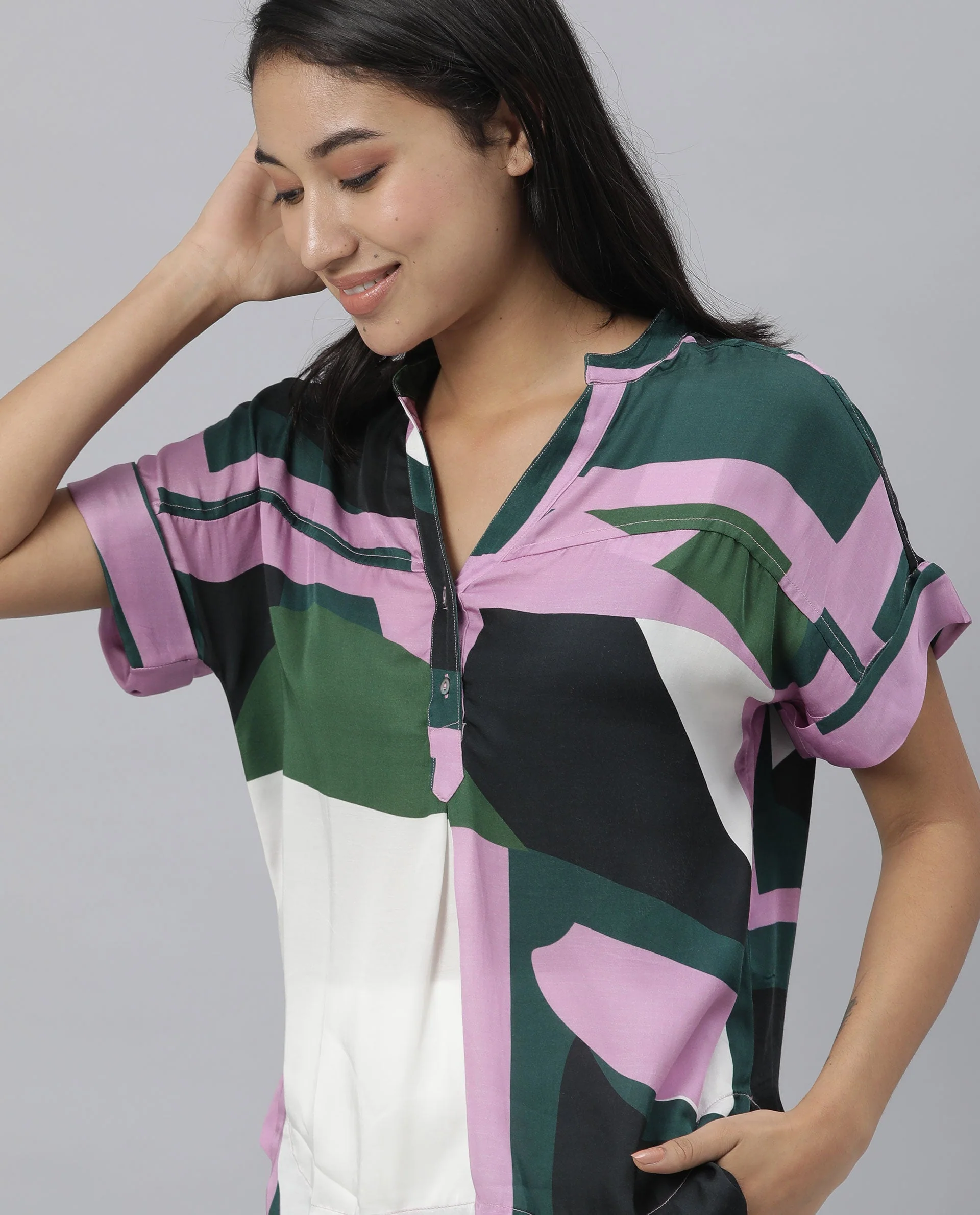Rareism Women Kang Pink Top Full Sleeves Printed - Image 7