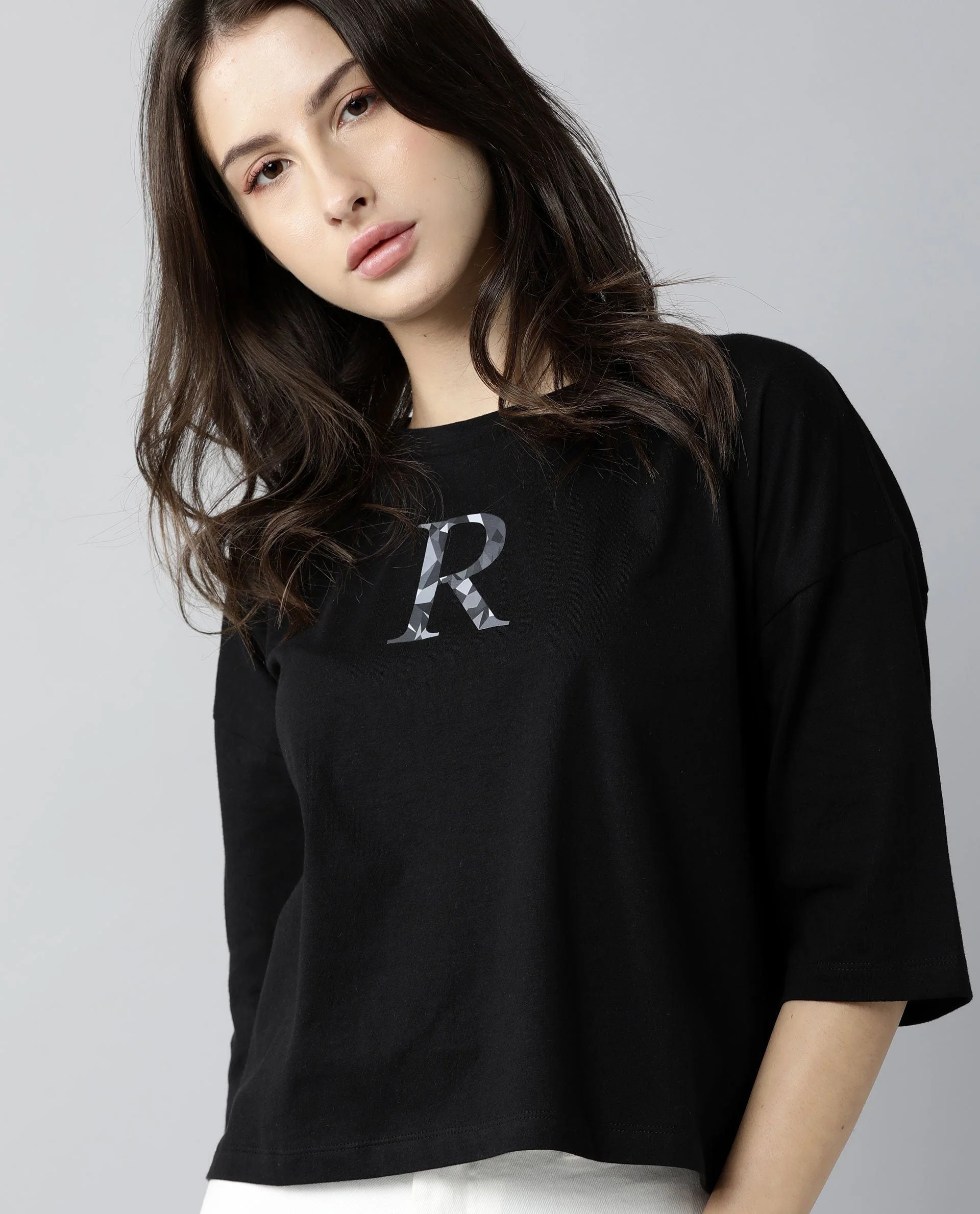 Rareism Womens Kaput Black T-Shirt Crew Neck Cotton Nylon Fabric Regular Fit Round Neck - Image 6