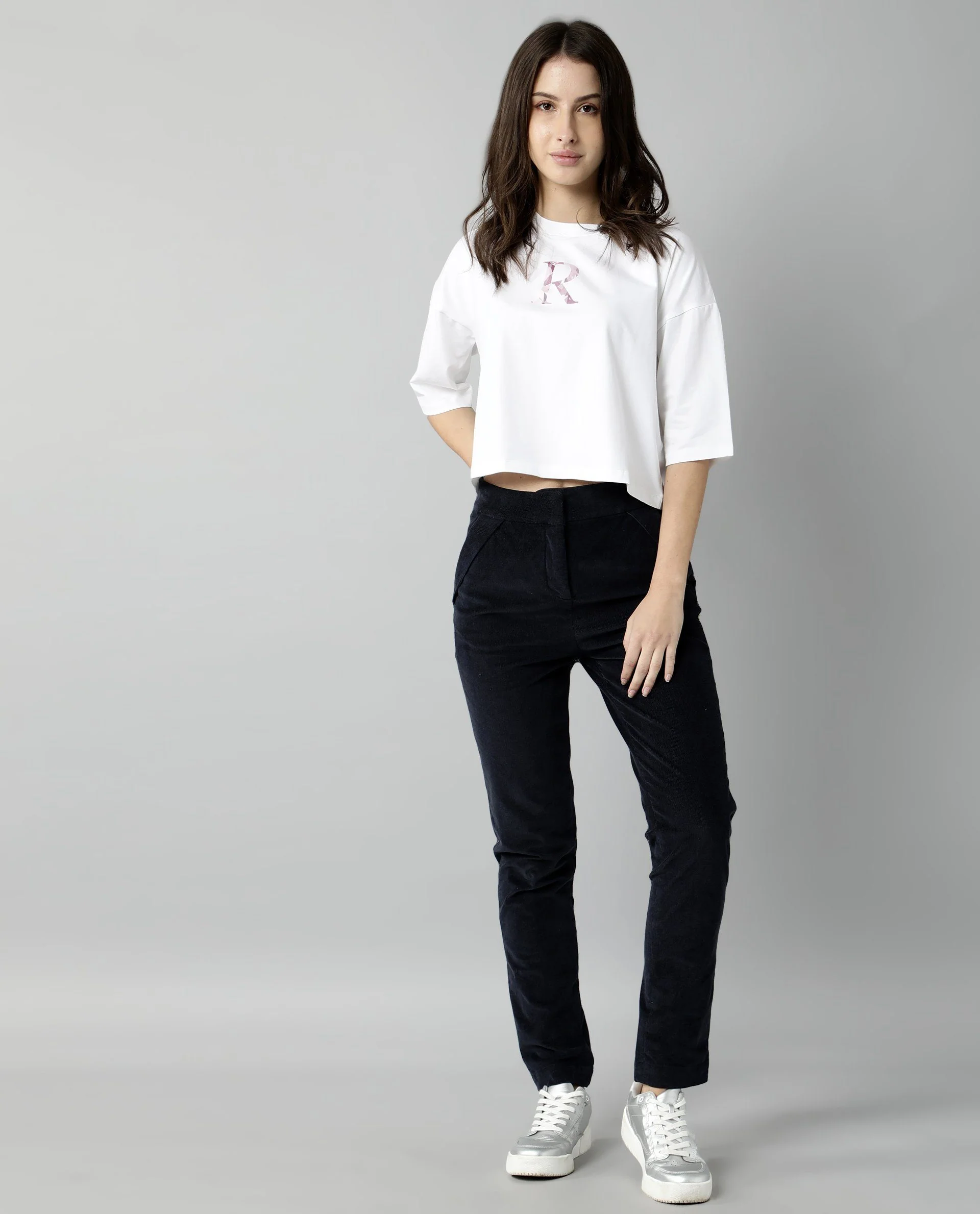 Rareism Womens Kaput White T-Shirt Crew Neck Cotton Nylon Fabric Regular Fit Round Neck - Image 3