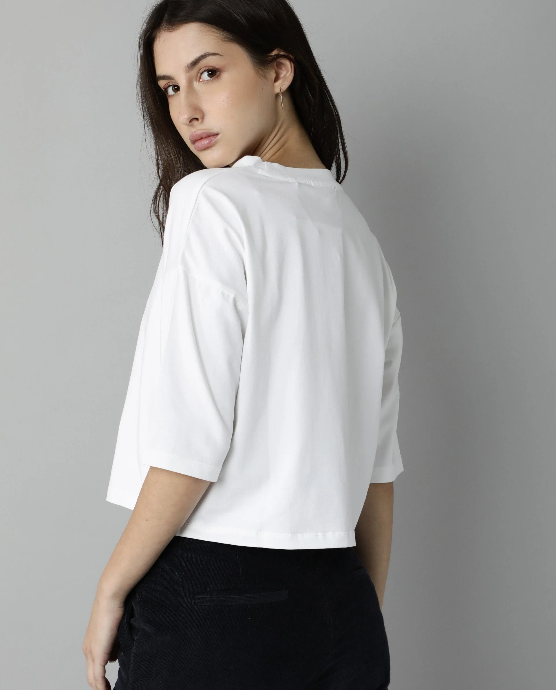 Rareism Womens Kaput White T-Shirt Crew Neck Cotton Nylon Fabric Regular Fit Round Neck - Image 4