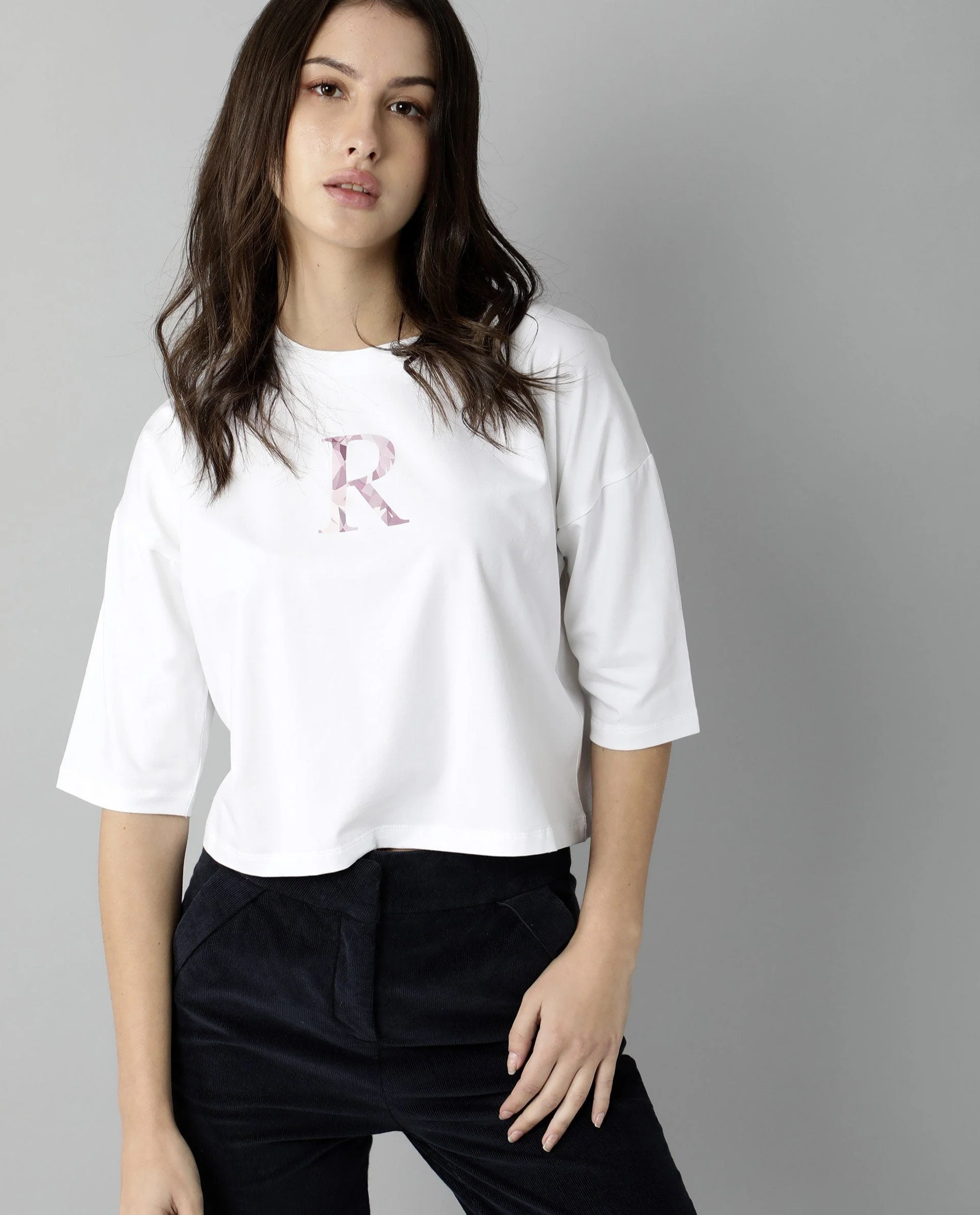 Rareism Womens Kaput White T-Shirt Crew Neck Cotton Nylon Fabric Regular Fit Round Neck - Image 5