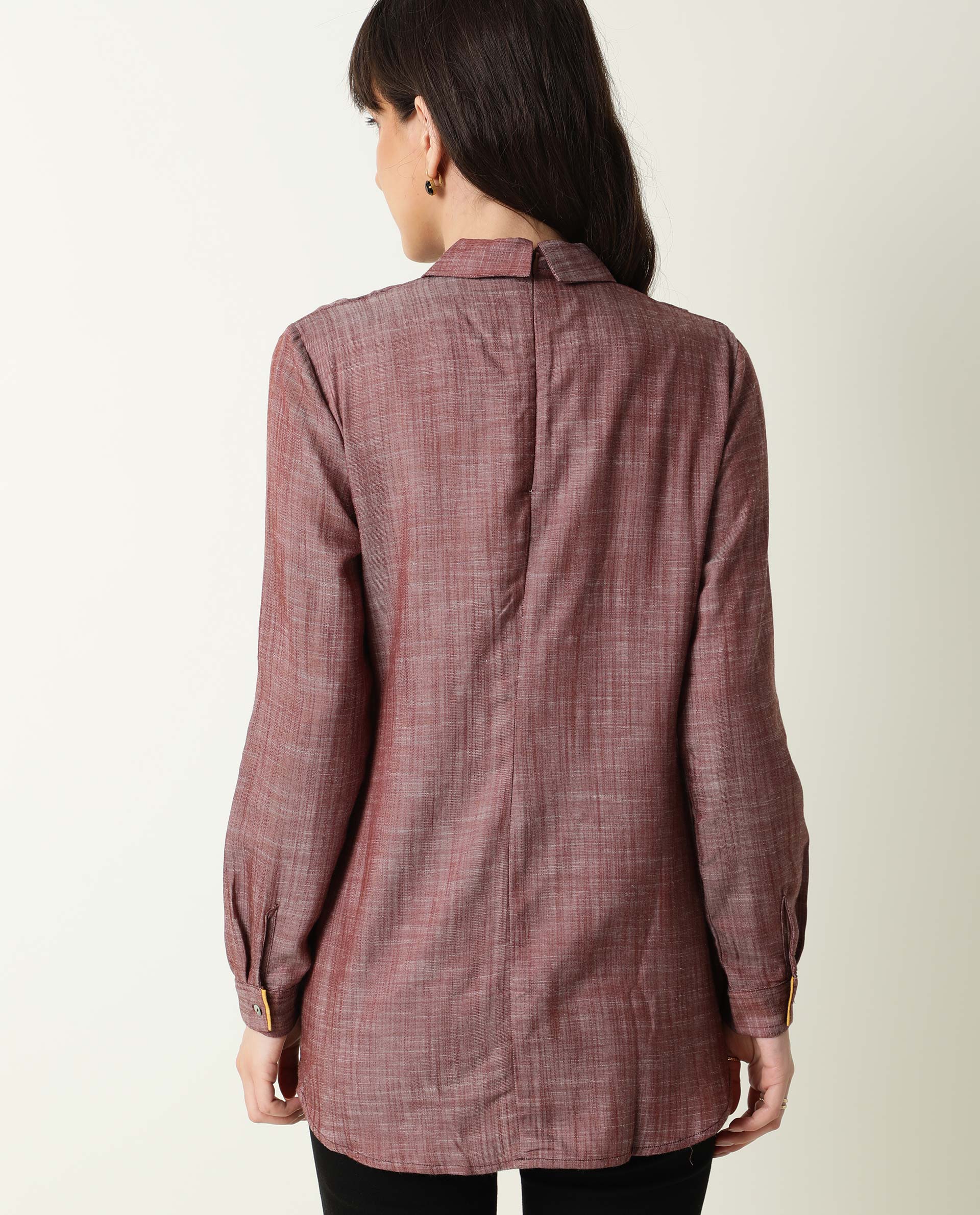 Rareism Womens Kara Brown Top Polycotton Fabric Full Sleeves Collar Neck - Image 10