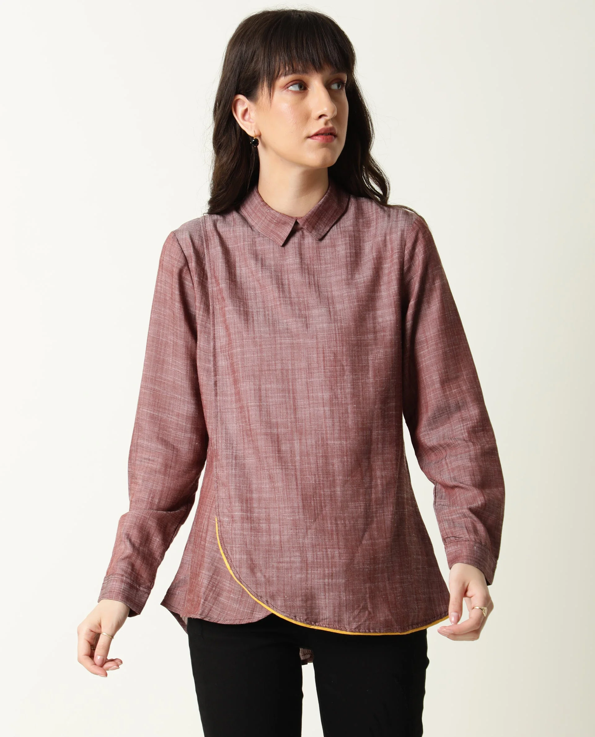 Rareism Womens Kara Brown Top Polycotton Fabric Full Sleeves Collar Neck - Image 8
