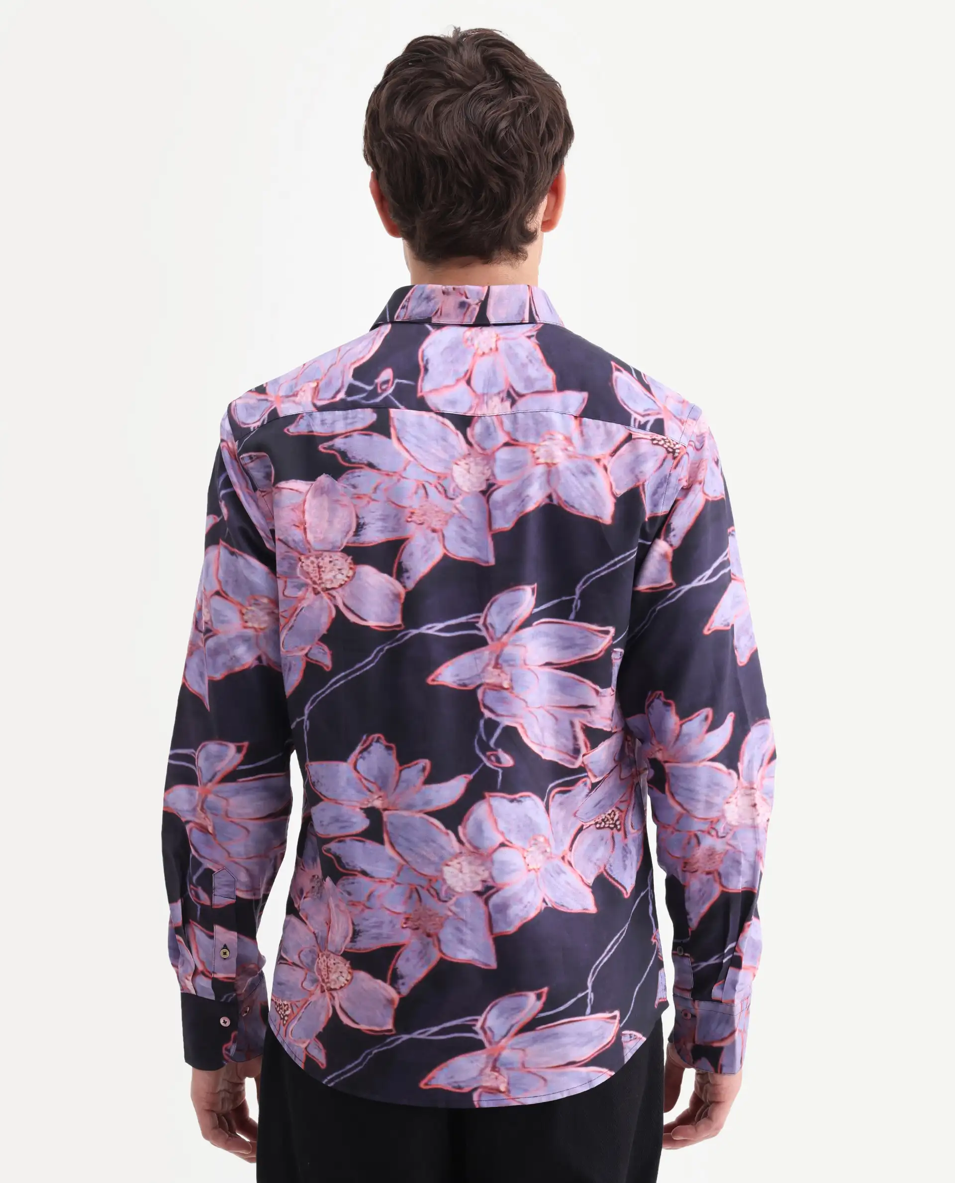 Rare Rabbit Men's Karal Black Cotton Blend Fabric Full Sleeve Regular Fit Floral Print Shirt - Image 7