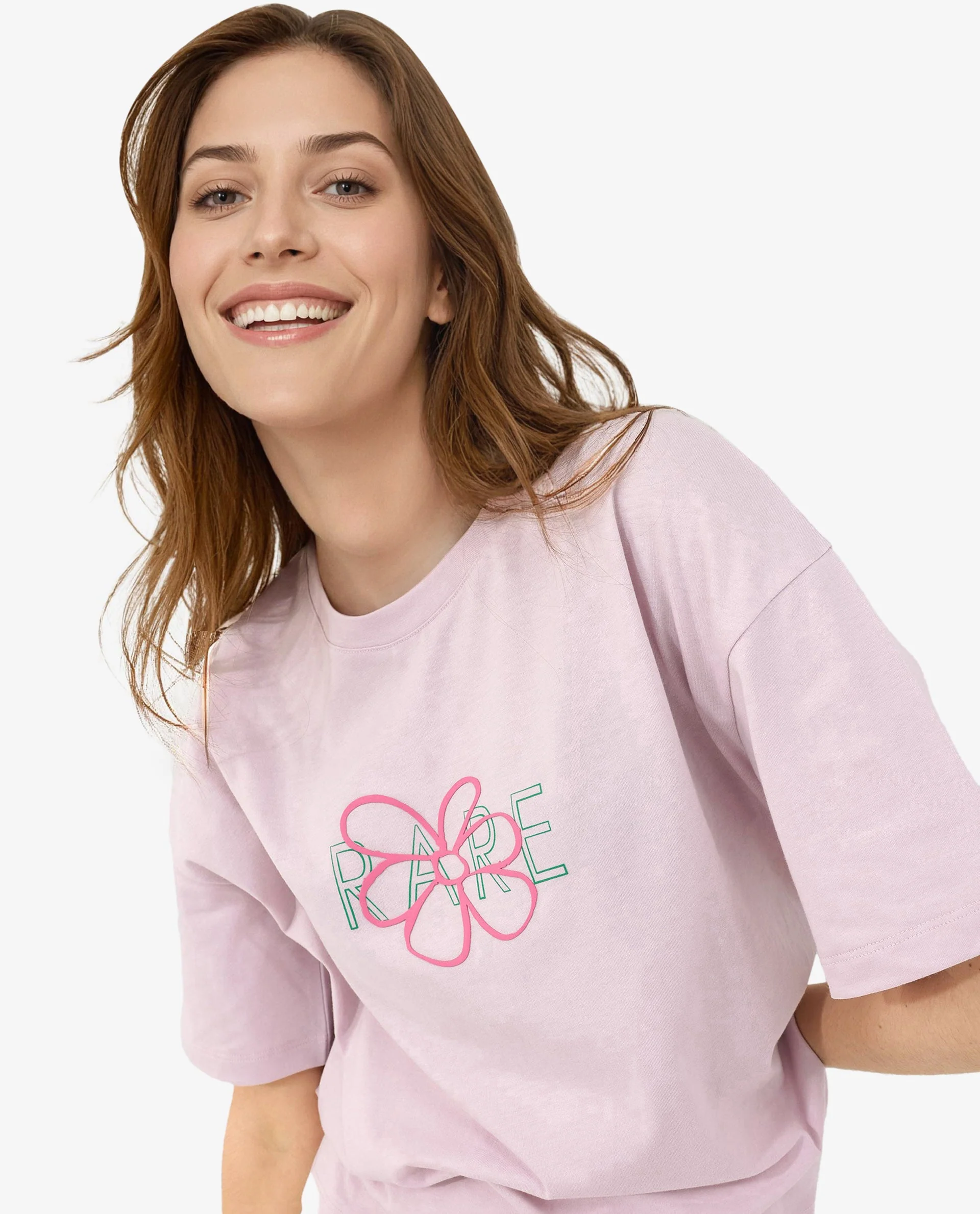 Rareism Women's Cotton Blend Crew Neck Graphic Print Boxy Fit T-Shirt - Image 8