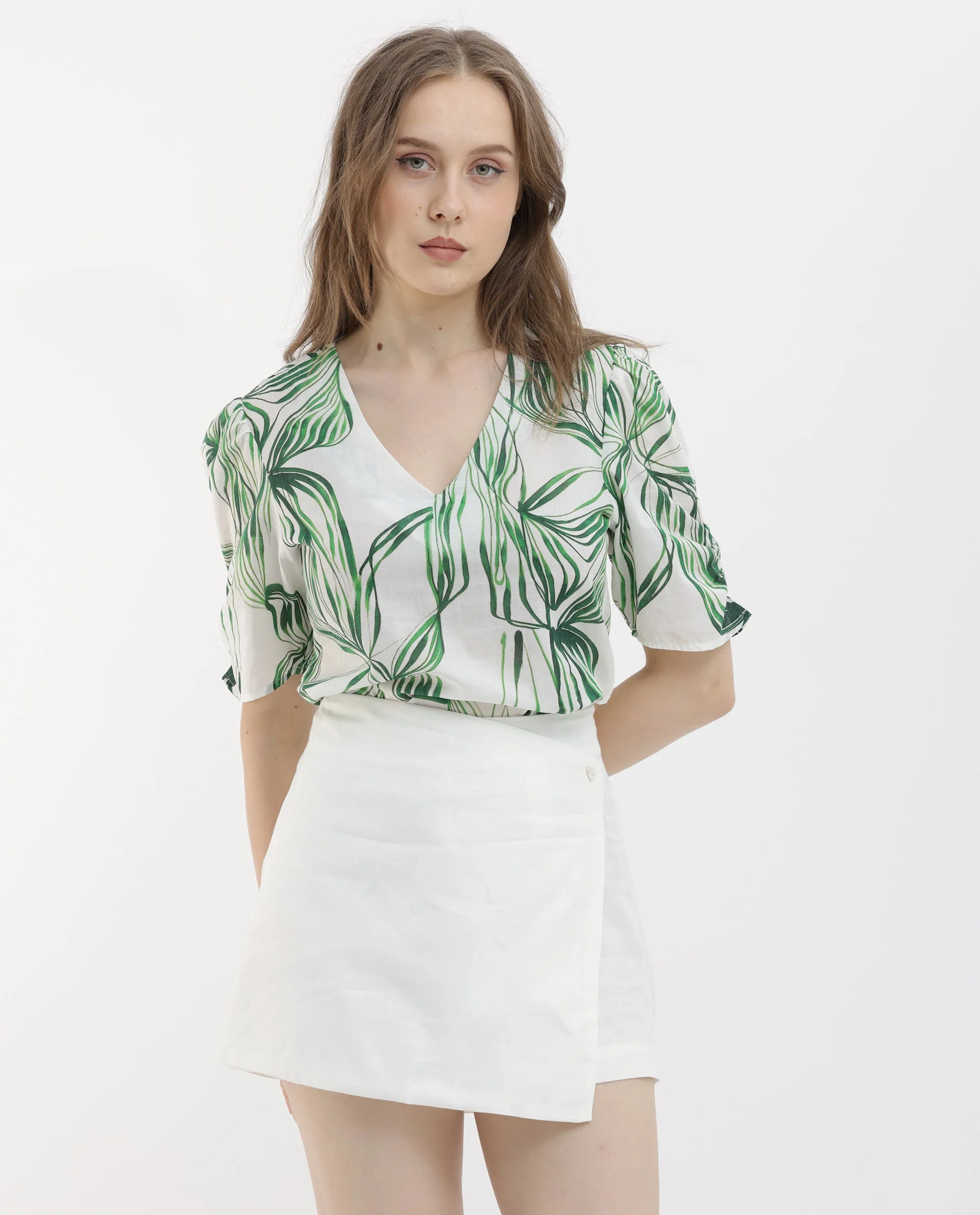 Rareism Women's Karine White Cotton Plain Mini Regular Fit Skirt - Image 5