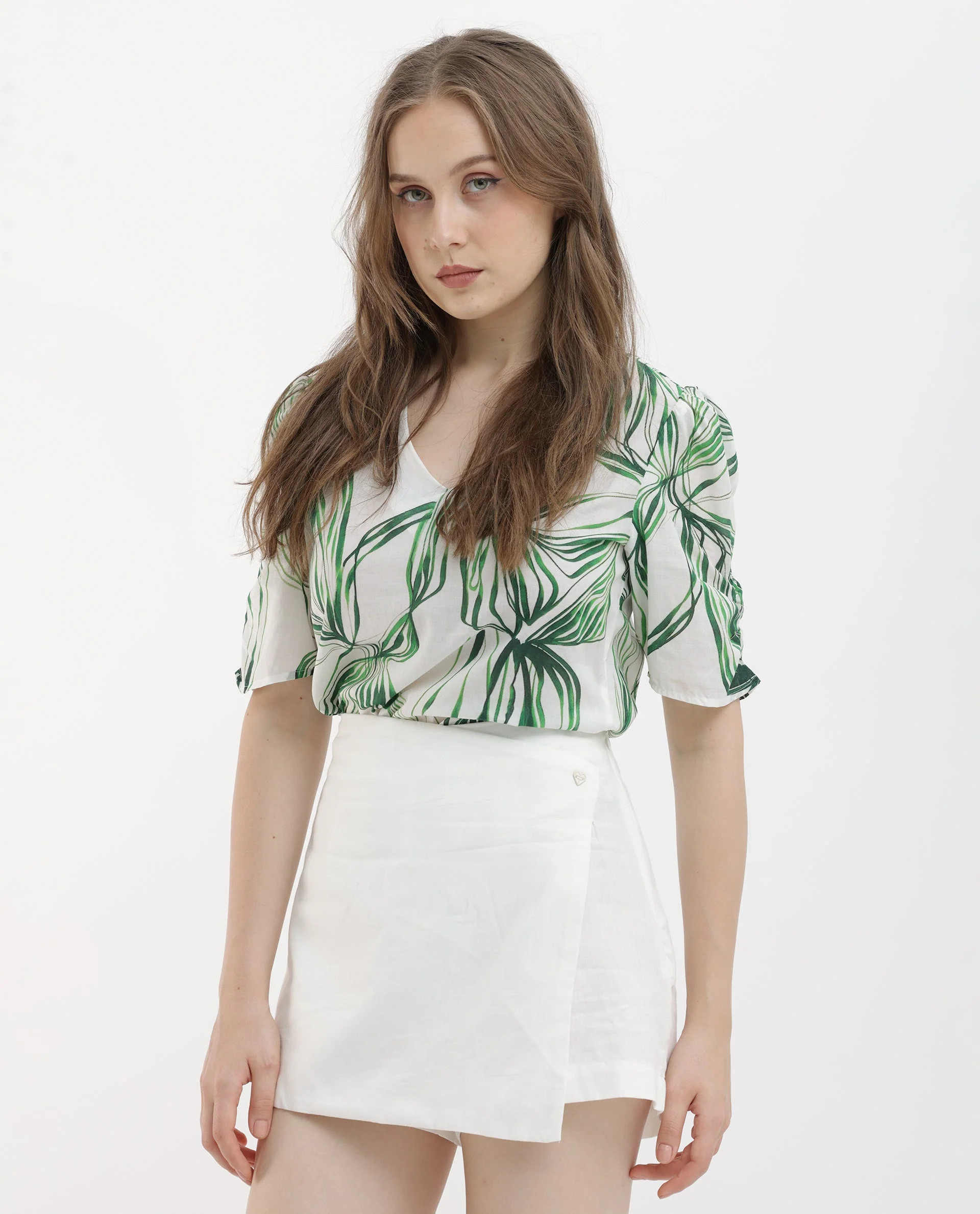 Rareism Women's Karine White Cotton Plain Mini Regular Fit Skirt - Image 8