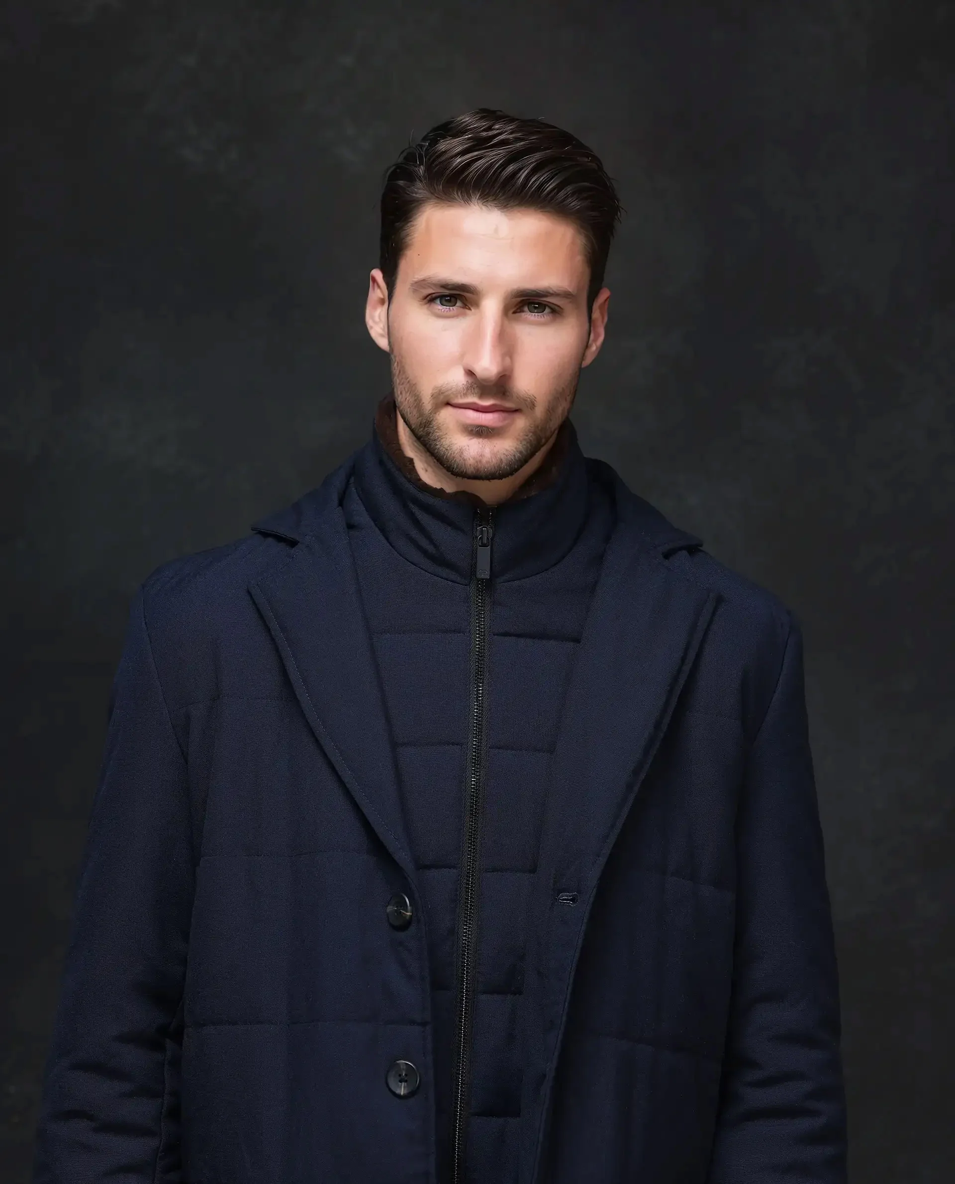 Rare Rabbit Men's Karlo Navy Polyester Plain Regular Fit Full Sleeve High Neck Jacket - Image 5