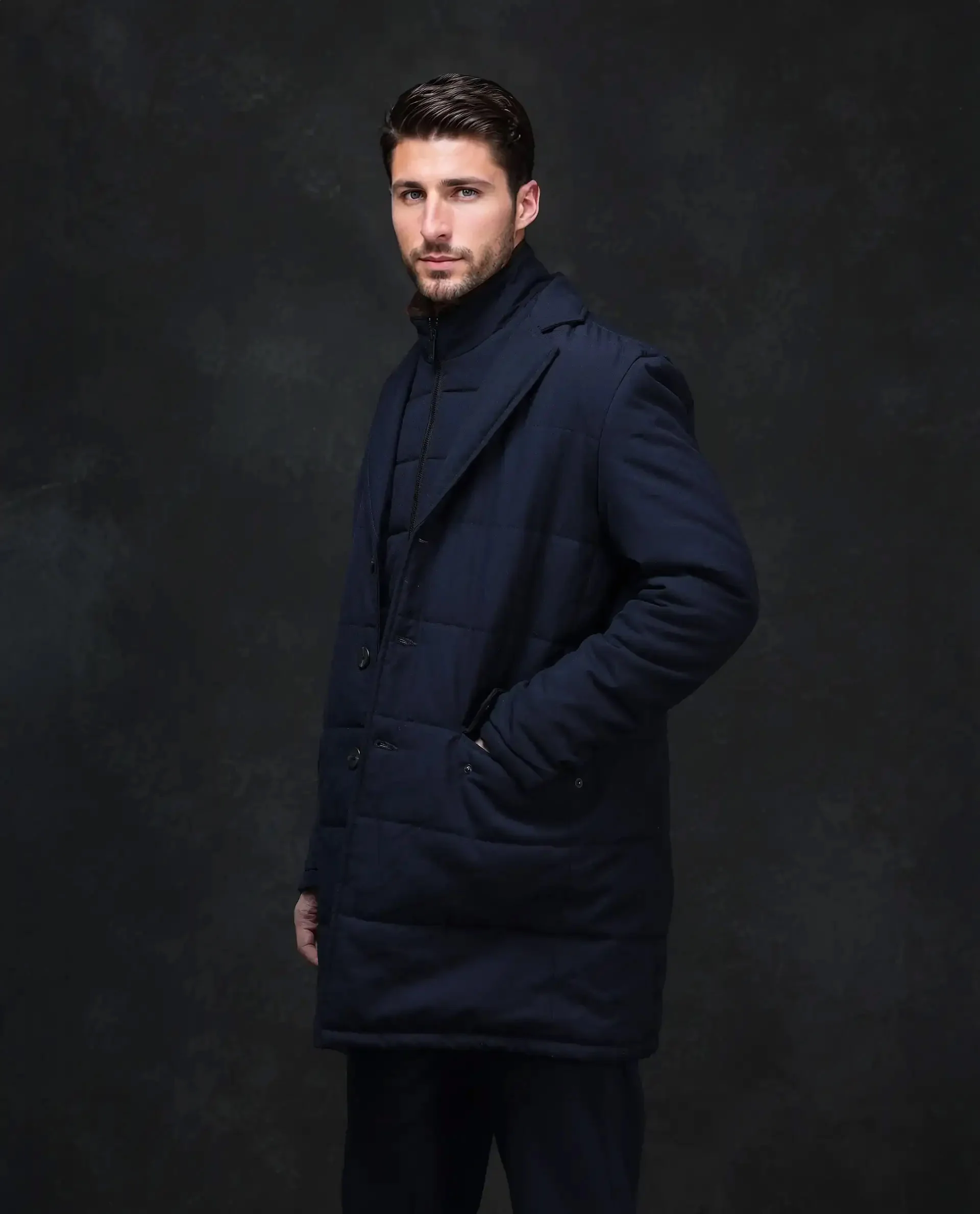 Rare Rabbit Men's Karlo Navy Polyester Plain Regular Fit Full Sleeve High Neck Jacket - Image 6