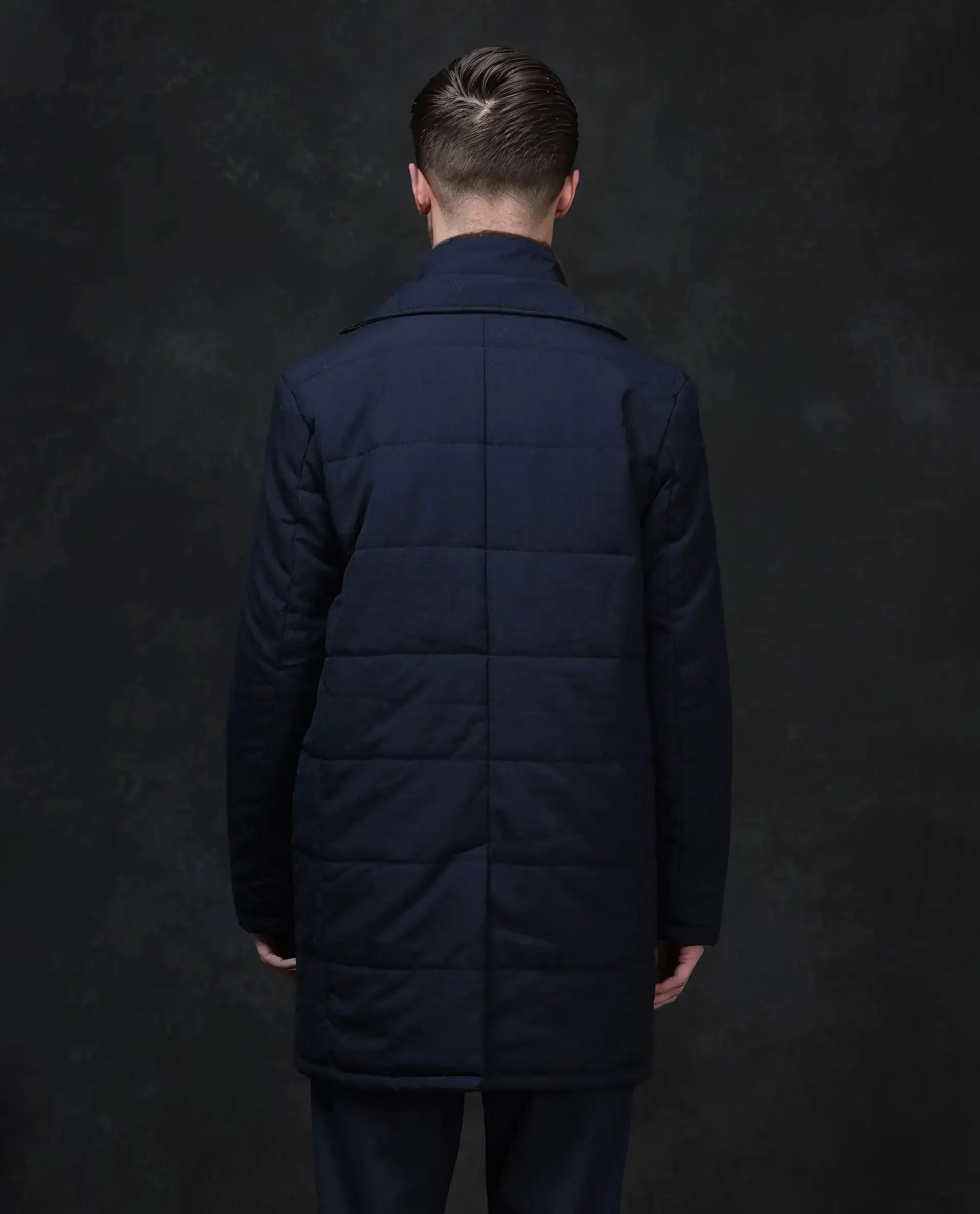 Rare Rabbit Men's Karlo Navy Polyester Plain Regular Fit Full Sleeve High Neck Jacket - Image 8