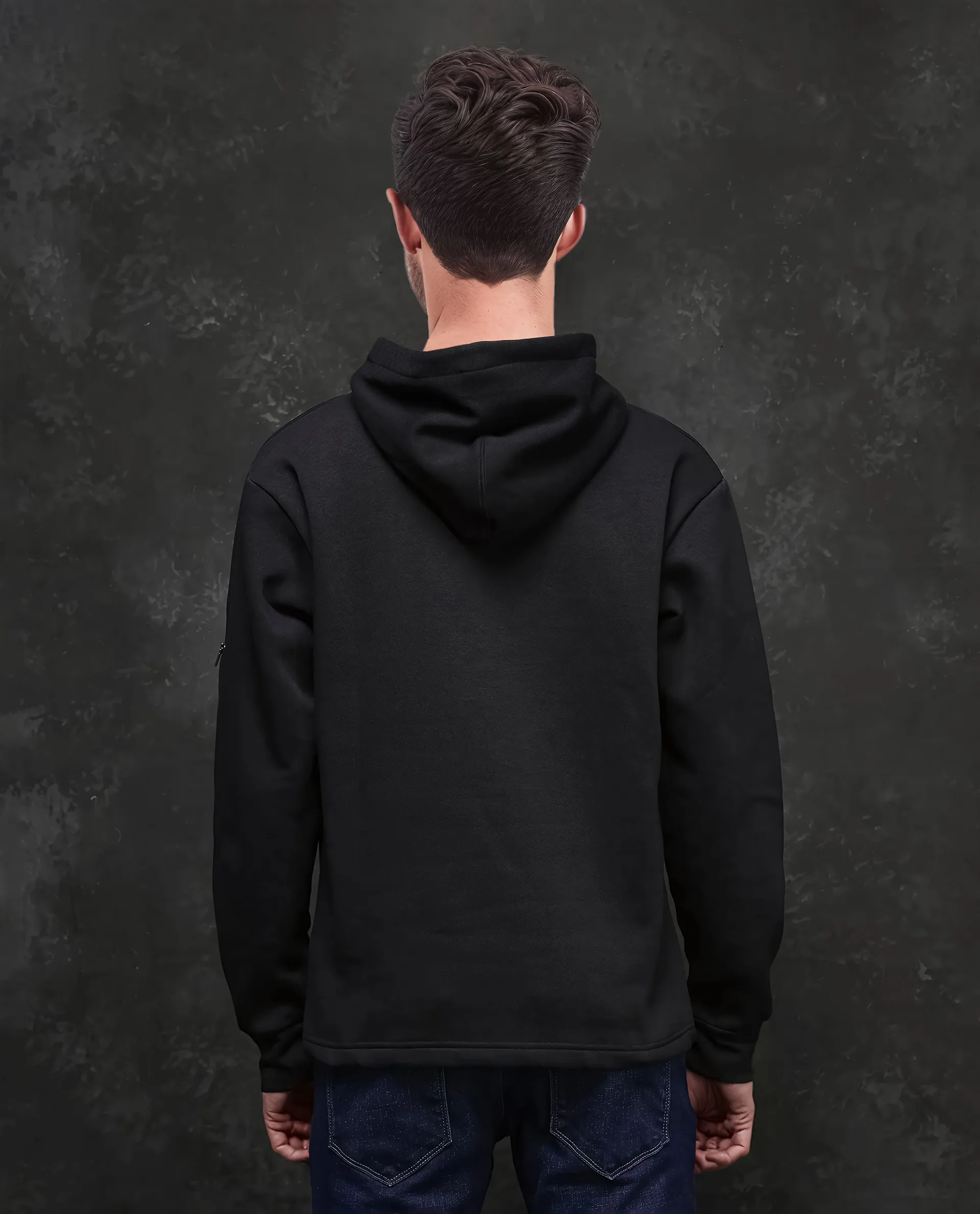 Rare Rabbit Men's Karon Black Cotton Label Print Regular Fit Full Sleeve Hooded Sweatshirt - Image 7