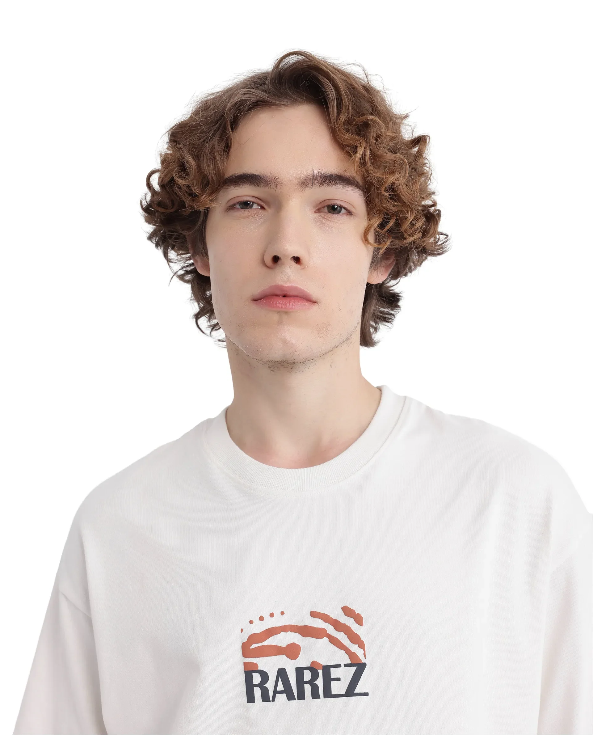 Rare Rabbit Men's Karwo Off White Cotton Graphic Print Oversized Fit Half Sleeve Crew Neck T-Shirt - Image 8