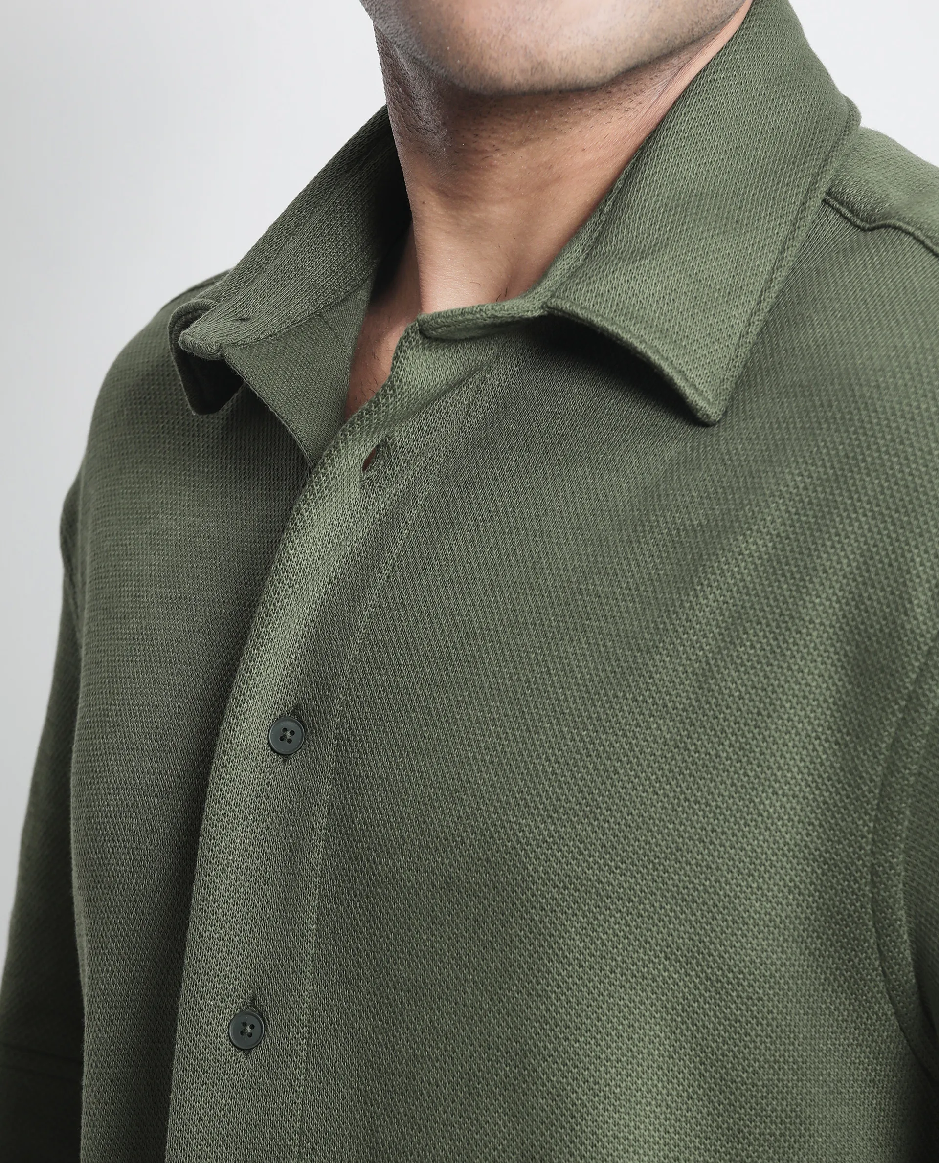 Rare Rabbit Men's Kash Dark Green Viscose Plain Boxy Fit Half Sleeve Collared Shirt - Image 3