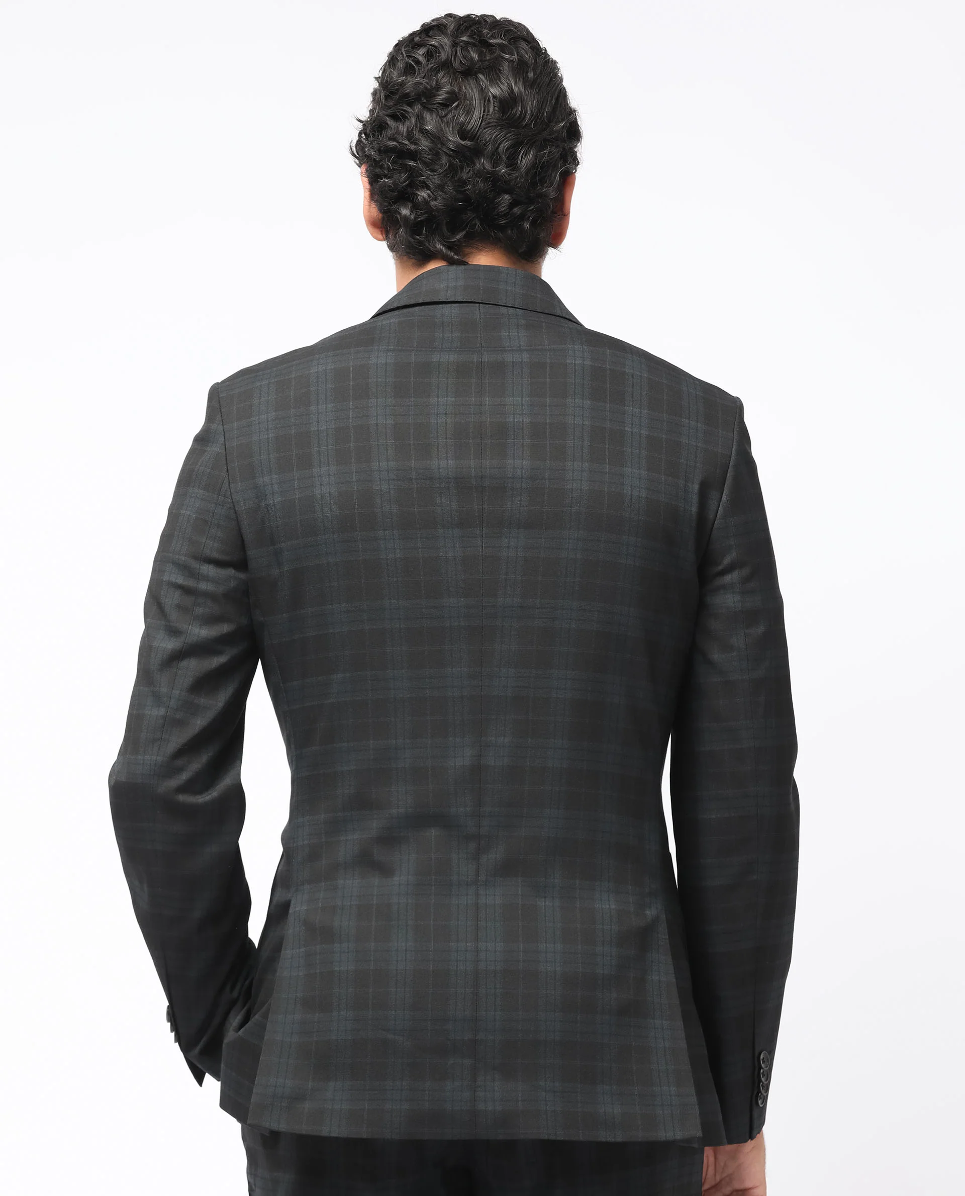 Rare Rabbit Men's Kaspro Black Polyester Checked Print Tailored Fit Full Sleeve Lapel Neck Suits - Image 14