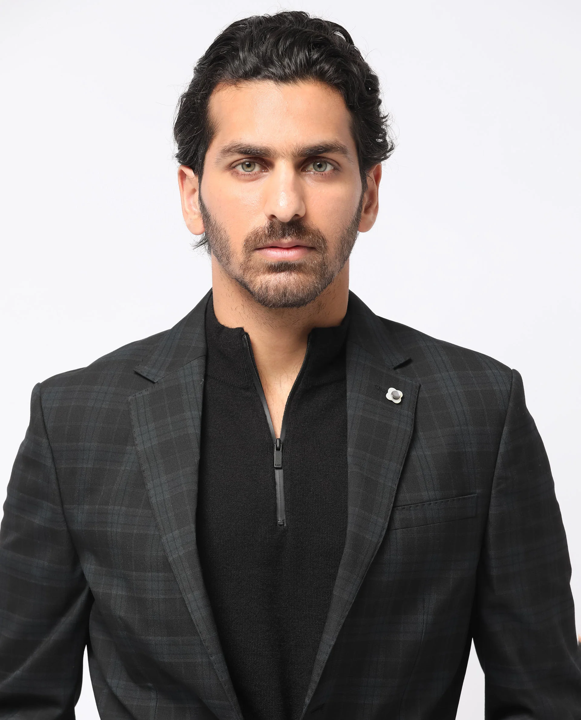 Rare Rabbit Men's Kaspro Black Polyester Checked Print Tailored Fit Full Sleeve Lapel Neck Suits - Image 4
