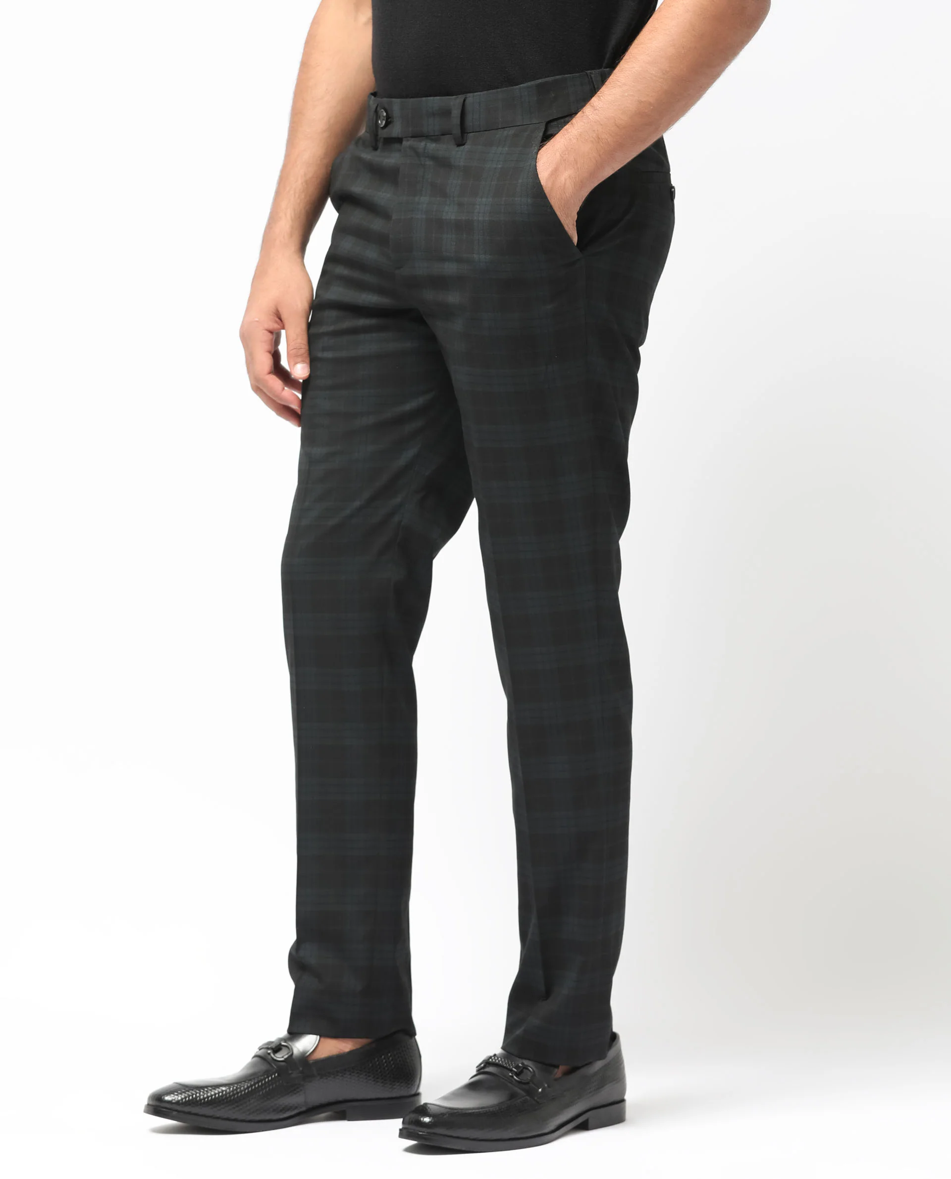 Rare Rabbit Men's Kaspro Black Polyester Checked Print Tailored Fit Full Sleeve Lapel Neck Suits - Image 9