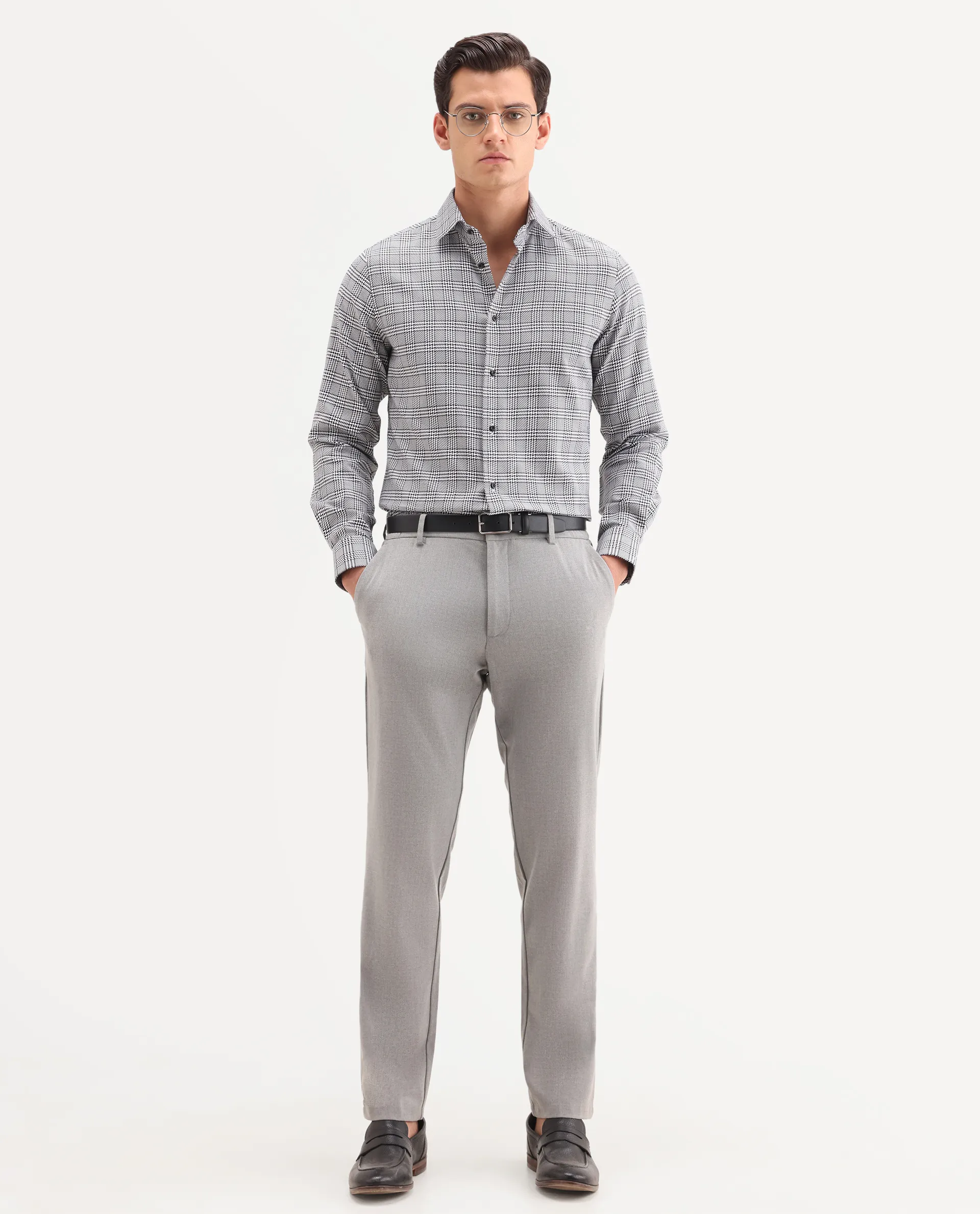 Rare Rabbit Men's Kate Black Cotton Fabric Full Sleeve Spread Collar Regular Checked Shirt - Image 2