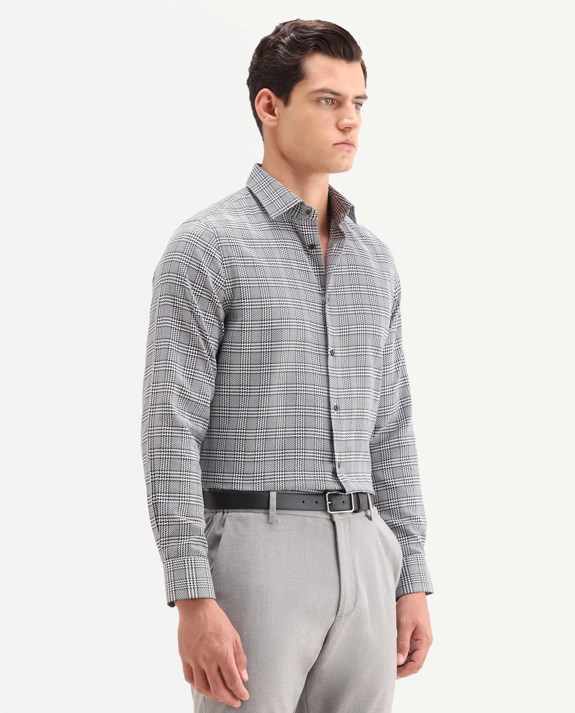 Rare Rabbit Men's Kate Black Cotton Fabric Full Sleeve Spread Collar Regular Checked Shirt - Image 6