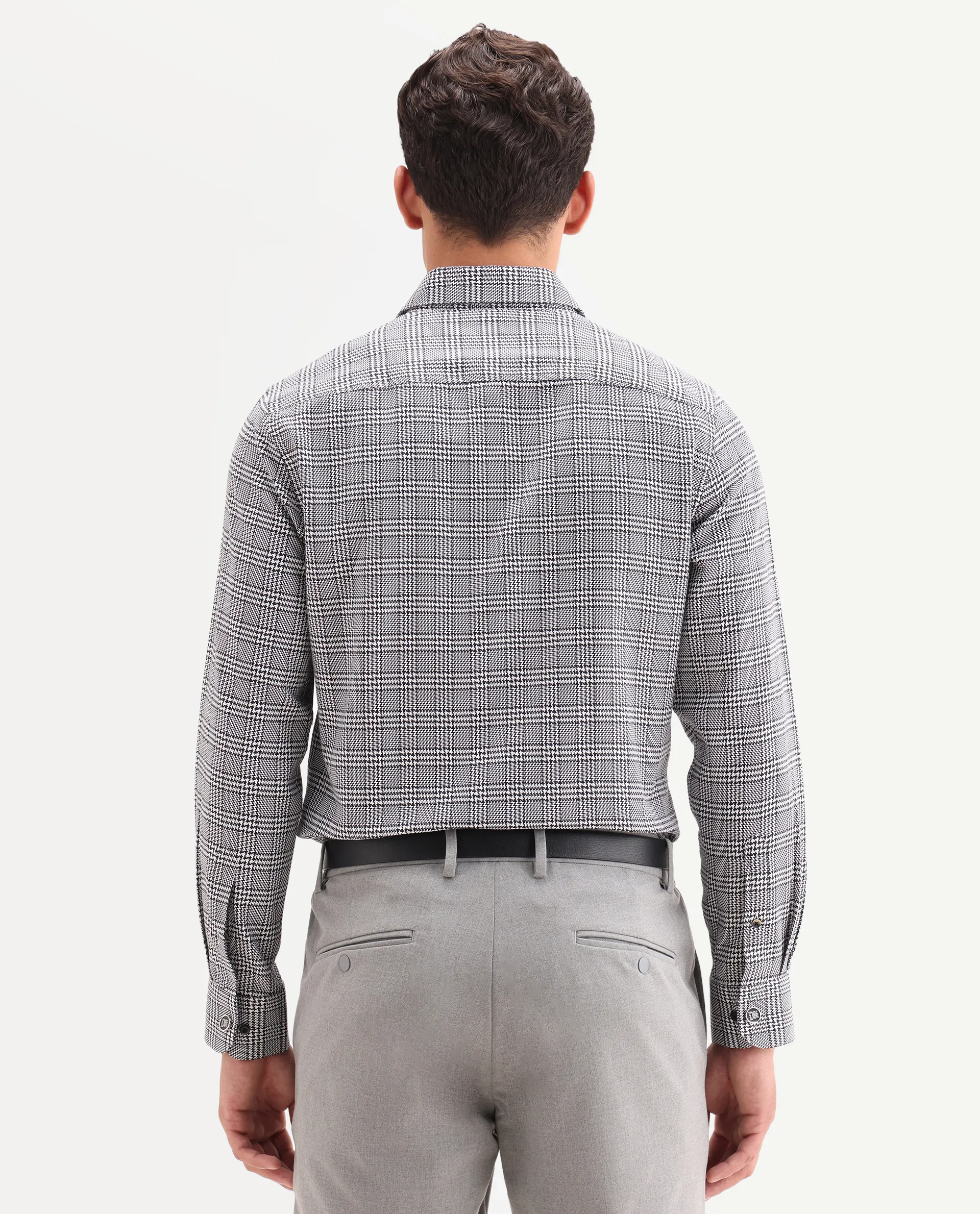 Rare Rabbit Men's Kate Black Cotton Fabric Full Sleeve Spread Collar Regular Checked Shirt - Image 7