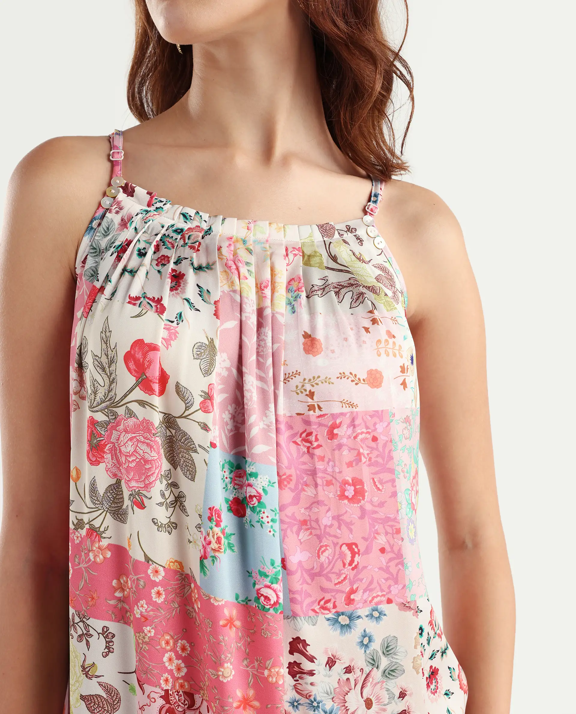 Rareism Women's Katie Multi Polyester Shoulder Strap Floral Print Shoulder Strap Maxi Regular Fit Dress - Image 4