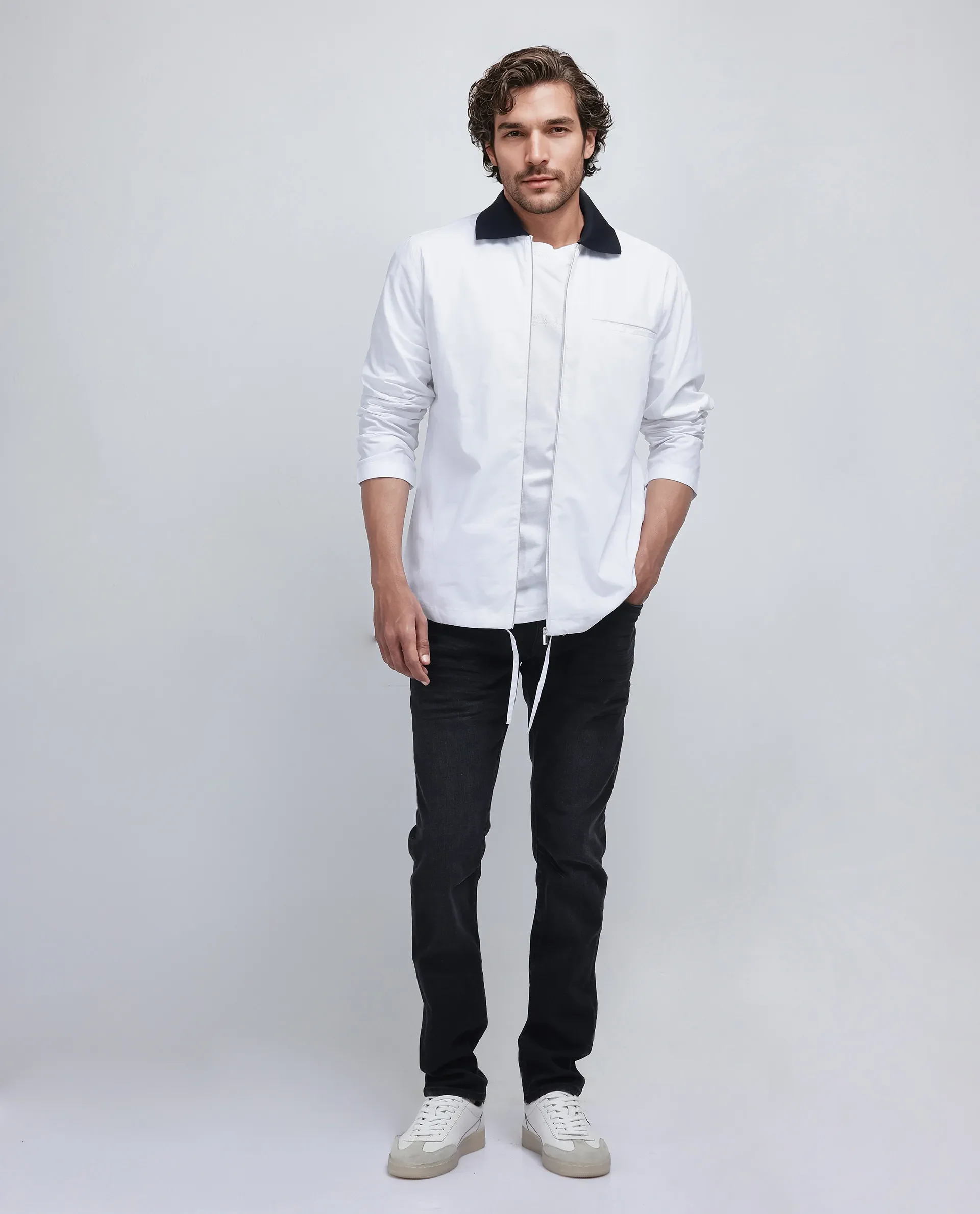 Rare Rabbit Men's Kax White Cotton Plain Relaxed Fit Full Sleeve Collared Shirt - Image 2