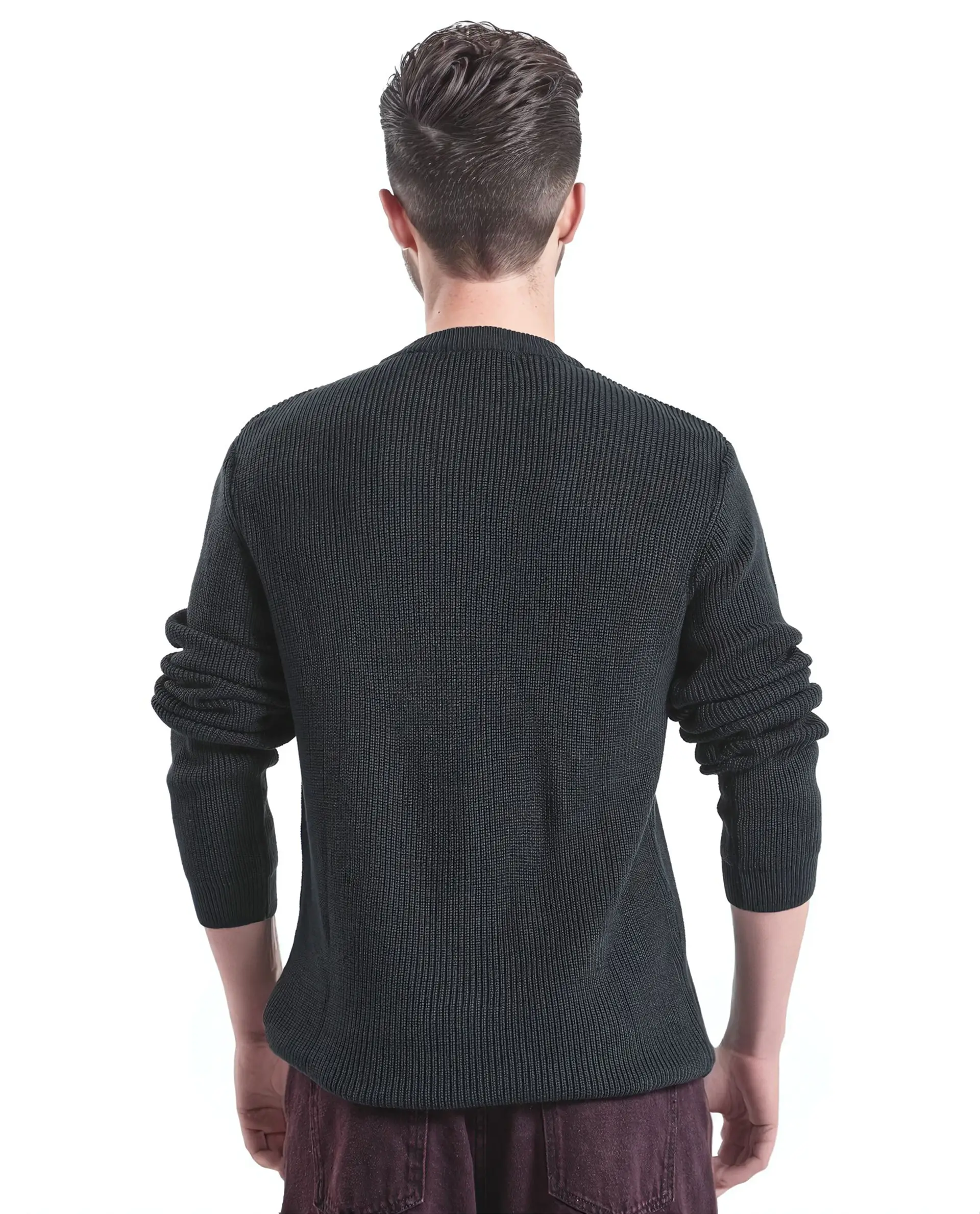 Rare Rabbit Men's Kazu Navy Cotton Applique Print Regular Fit Full Sleeve Crew Neck Sweater - Image 8