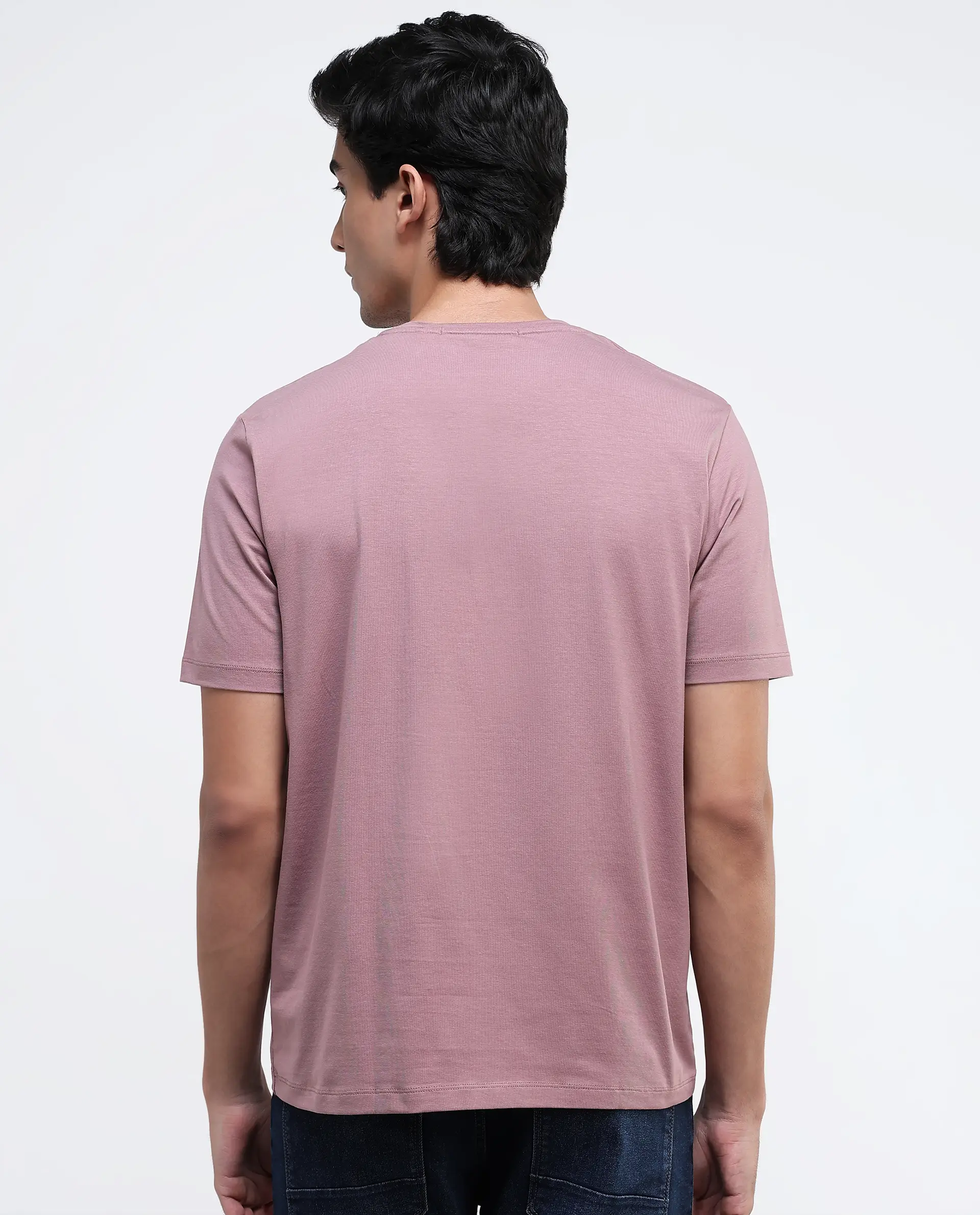 Rare Rabbit Men's Keat Pink Cotton Graphic Print Regular Fit Half Sleeve Crew Neck T-Shirt - Image 2