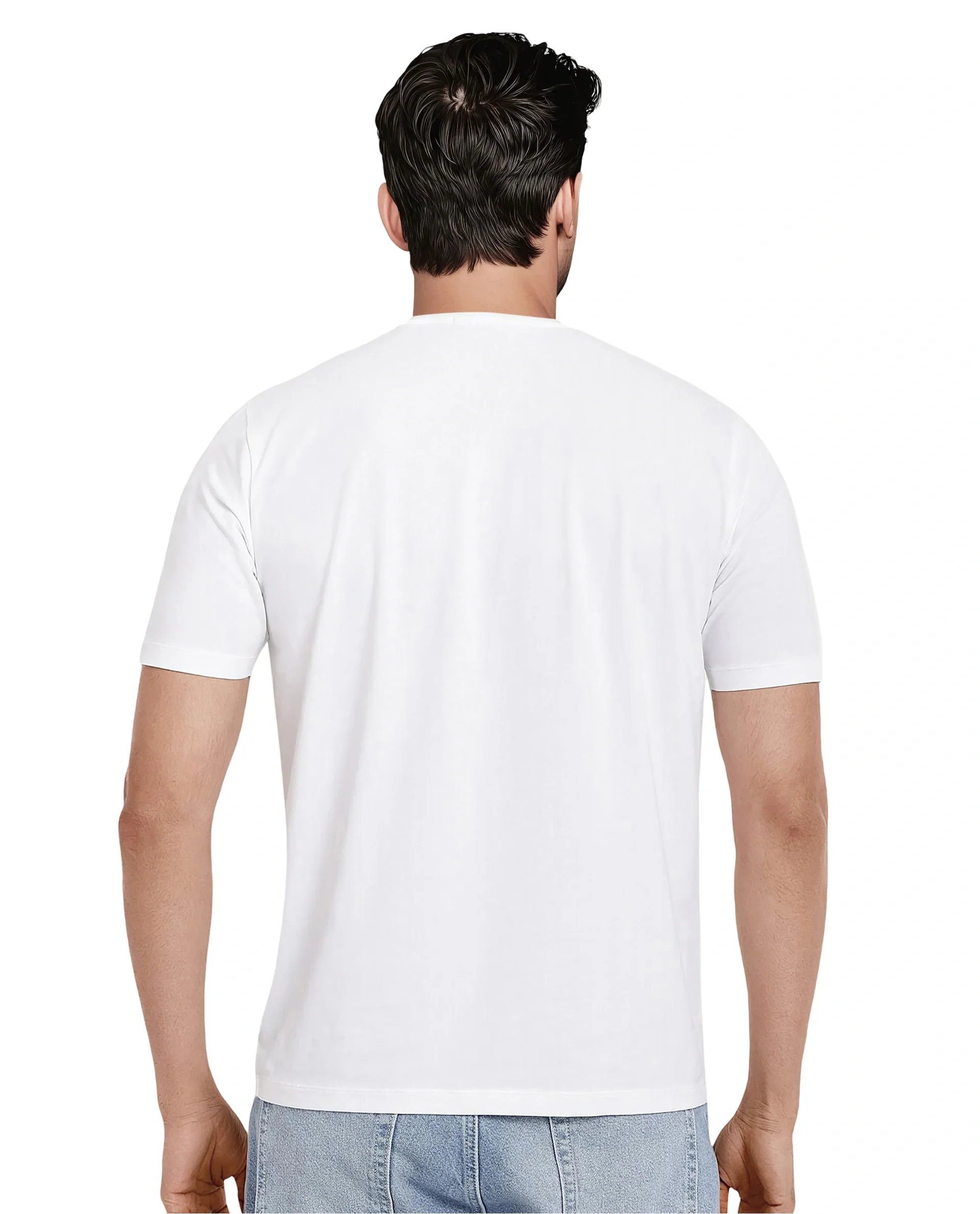 Rare Rabbit Men's Keat White Cotton Graphic Print Regular Fit Half Sleeve Crew Neck T-Shirt - Image 4