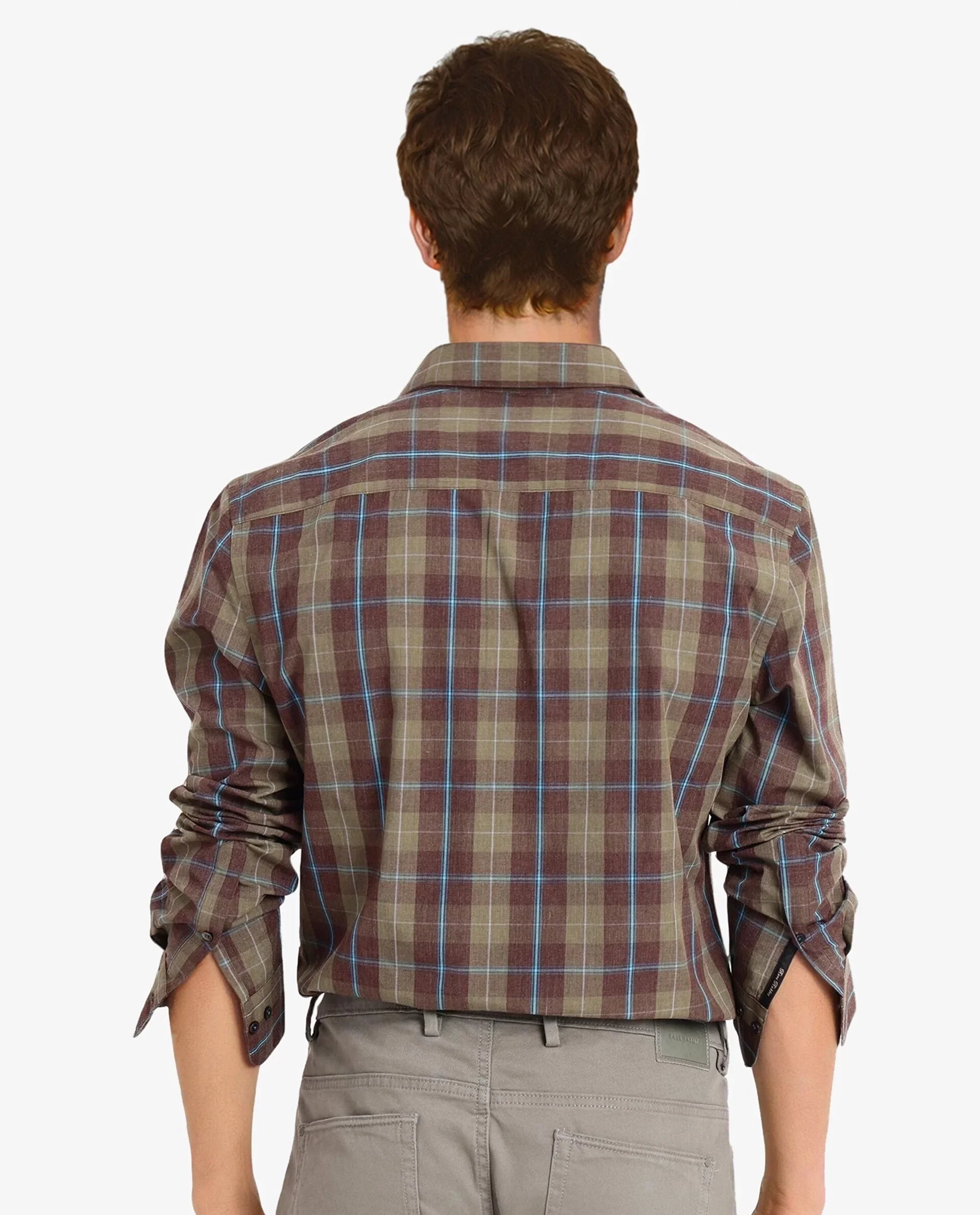 Rare Rabbit Men's Keep Dark Brown Cotton Checked Print Regular Fit Full Sleeve Collared Shirt - Image 5