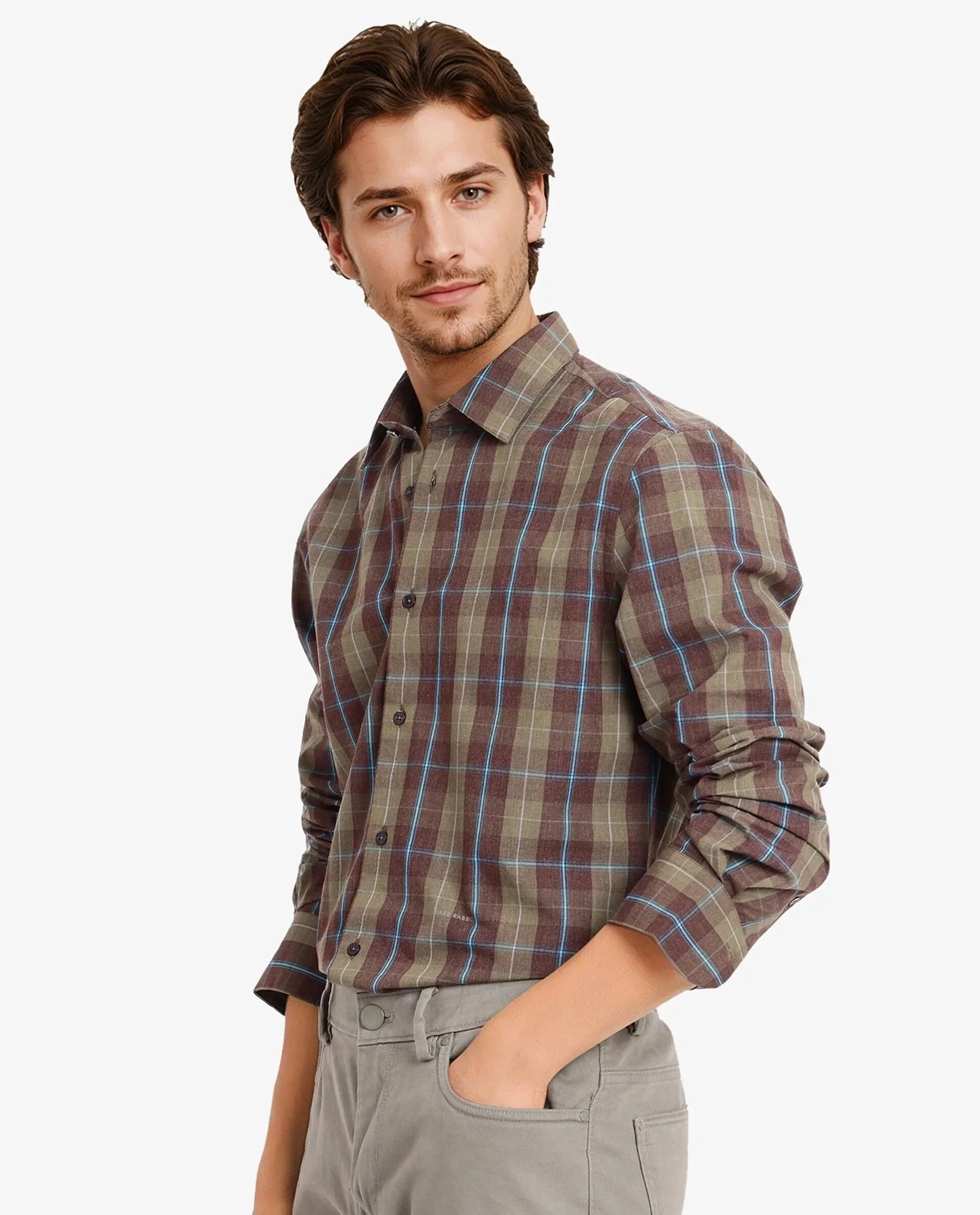 Rare Rabbit Men's Keep Dark Brown Cotton Checked Print Regular Fit Full Sleeve Collared Shirt - Image 8