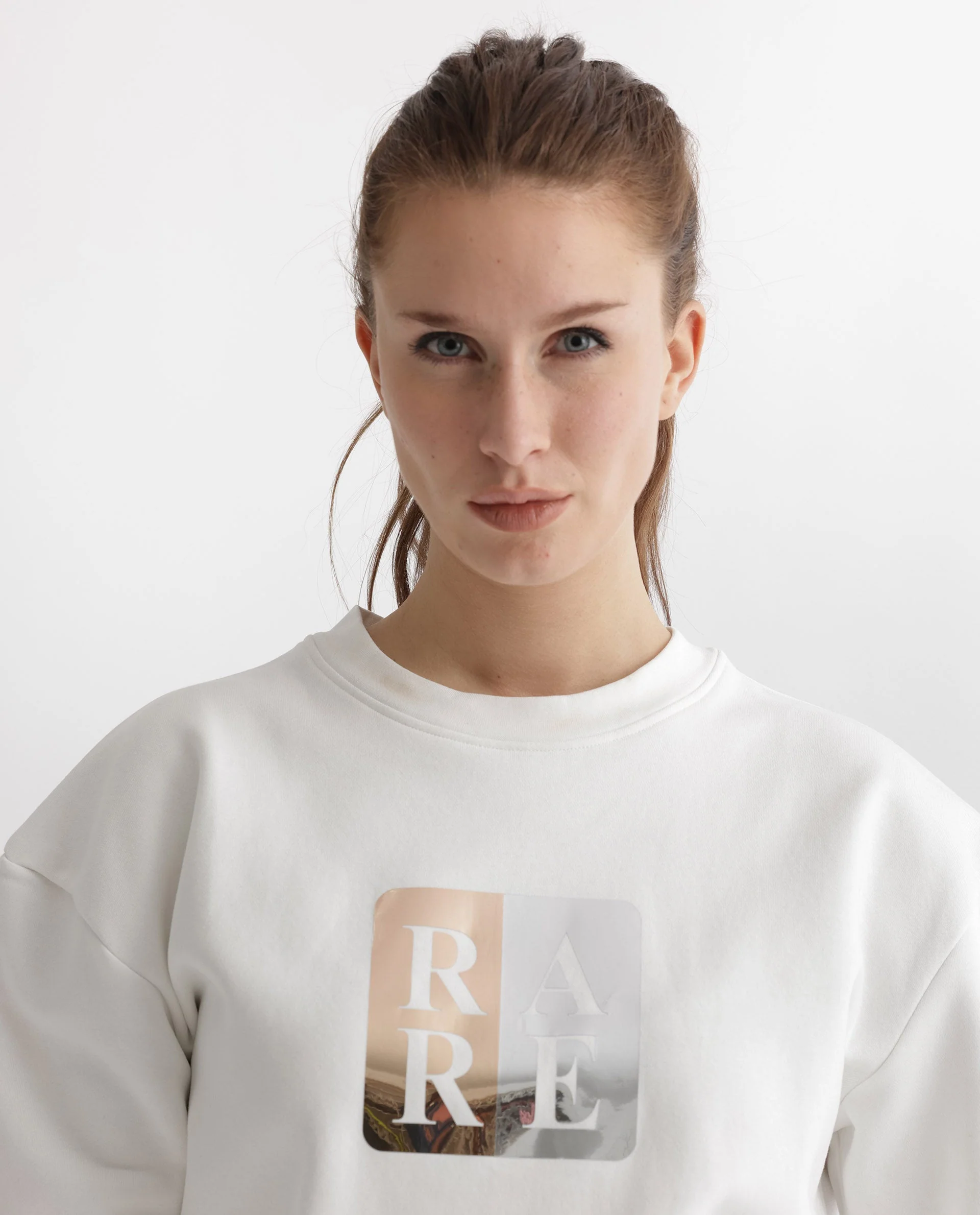 Rareism Women's Keith Off White Polyester Blend Crew Neck Graphic Print Relaxed Fit Sweatshirt - Image 10