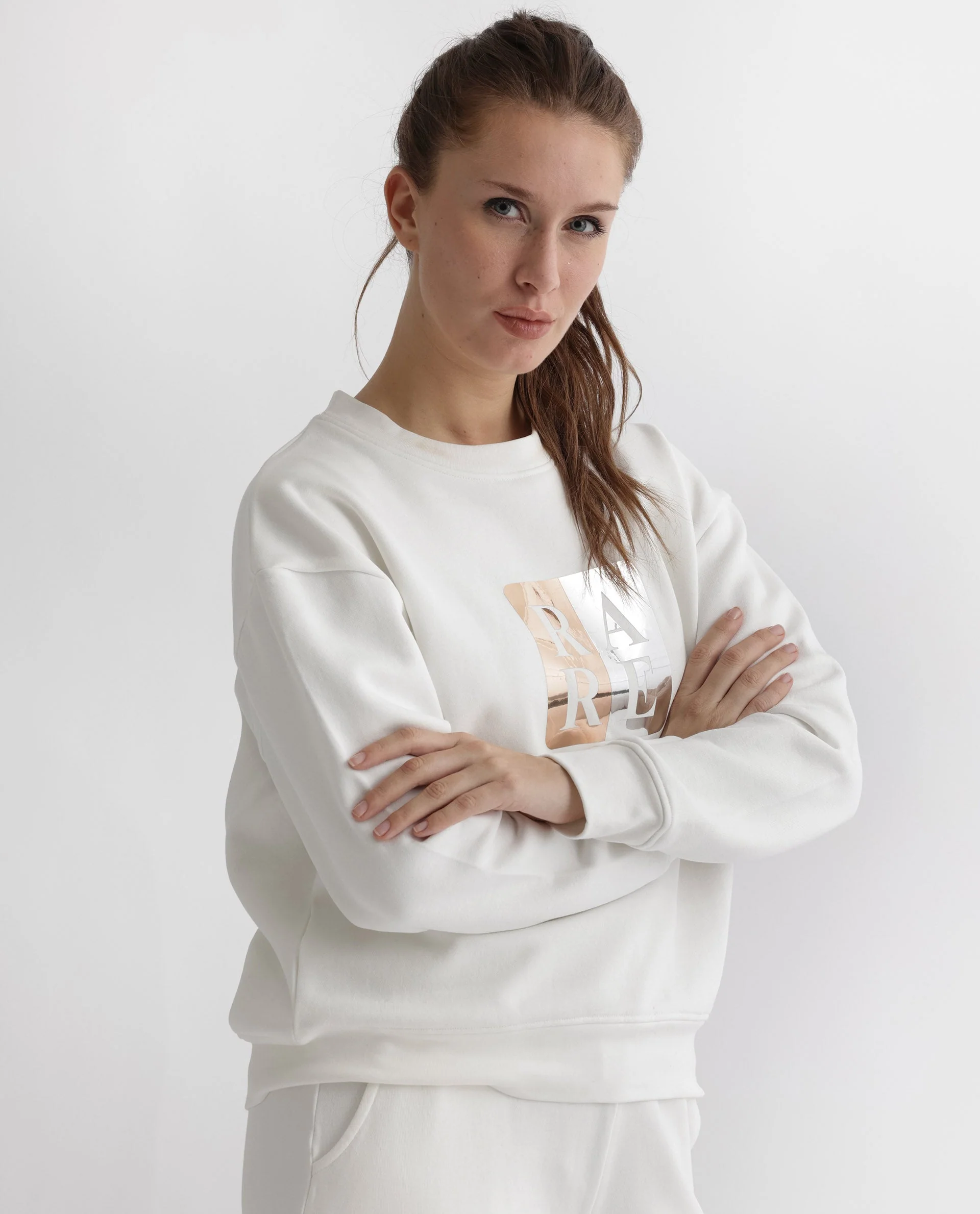 Rareism Women's Keith Off White Polyester Blend Crew Neck Graphic Print Relaxed Fit Sweatshirt - Image 12