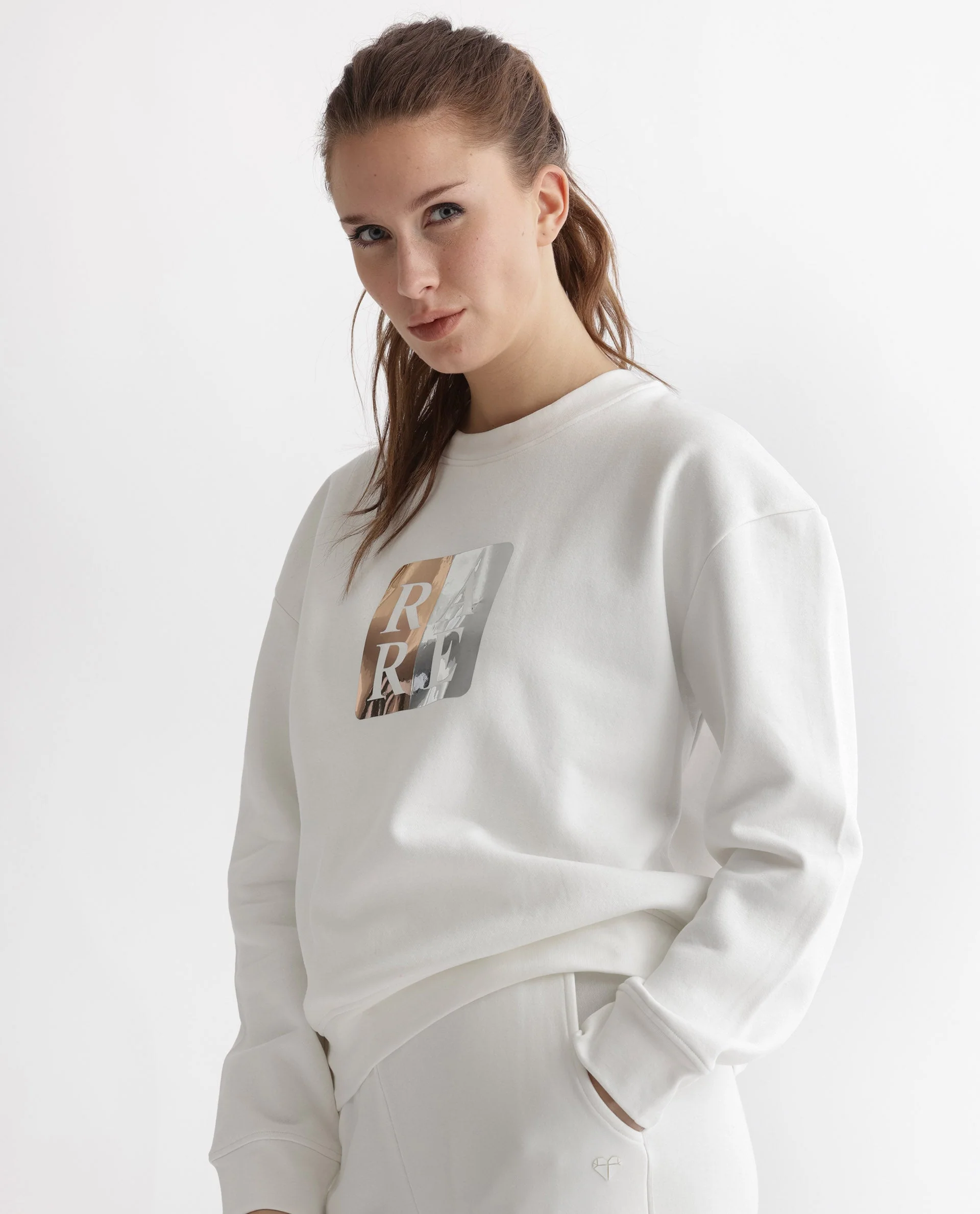 Rareism Women's Keith Off White Polyester Blend Crew Neck Graphic Print Relaxed Fit Sweatshirt - Image 13