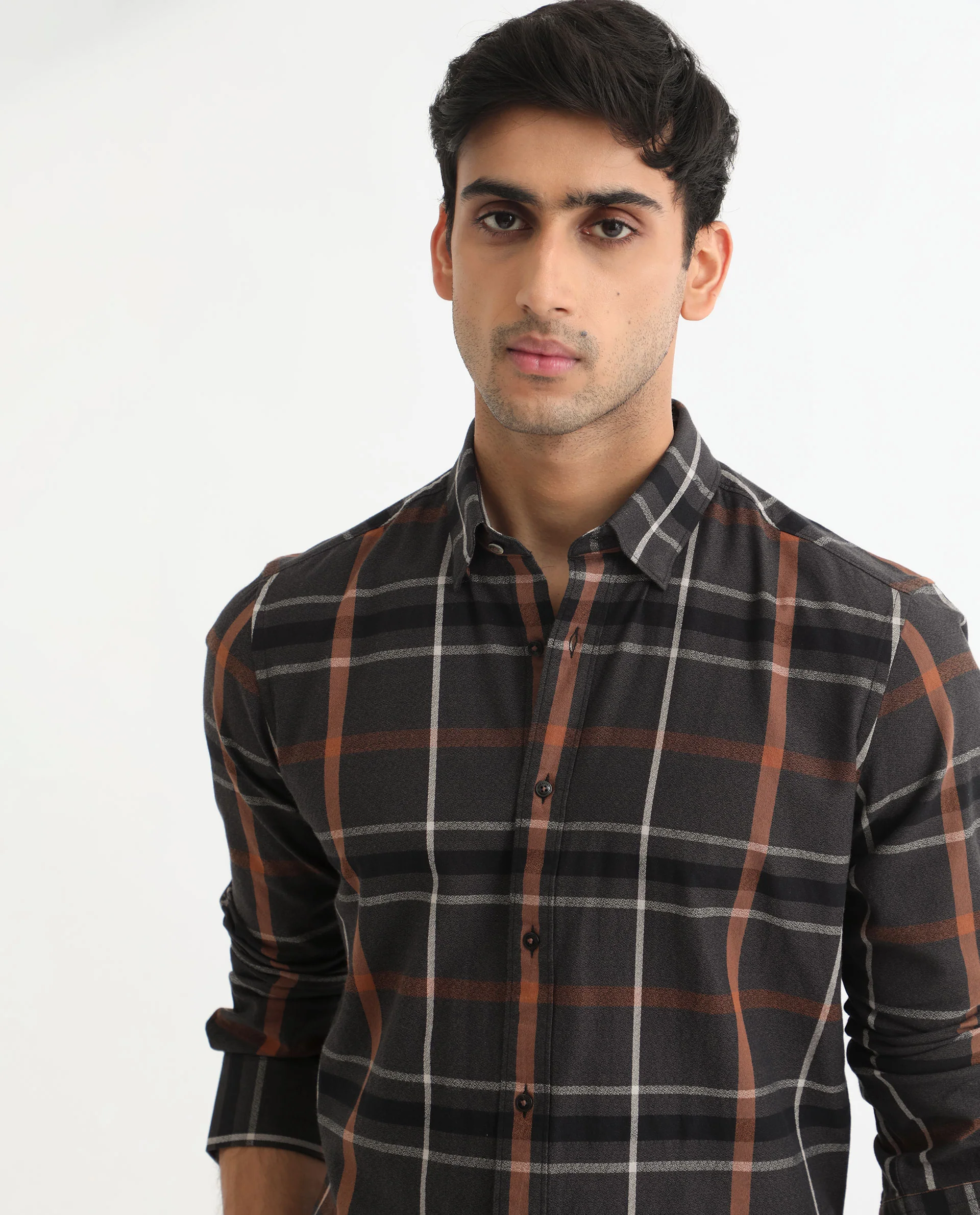 Rare Rabbit Men's Keller Black Cotton Checked Print Regular Fit Full Sleeve Collared Shirt - Image 4