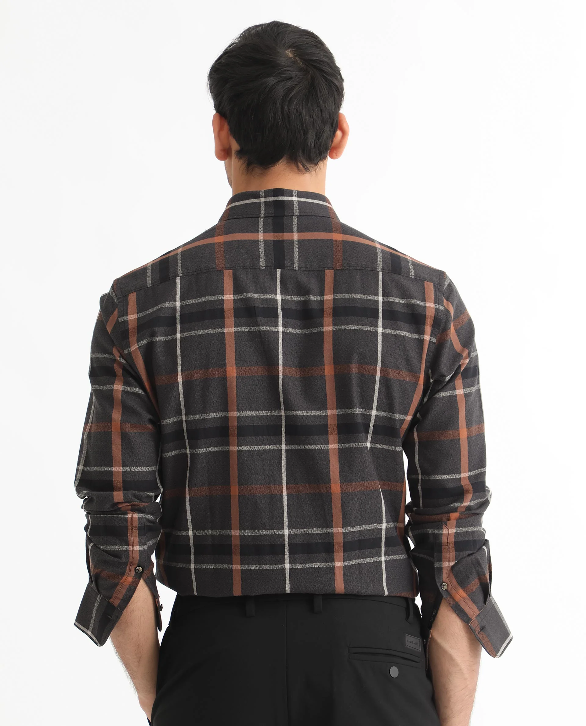 Rare Rabbit Men's Keller Black Cotton Checked Print Regular Fit Full Sleeve Collared Shirt - Image 8