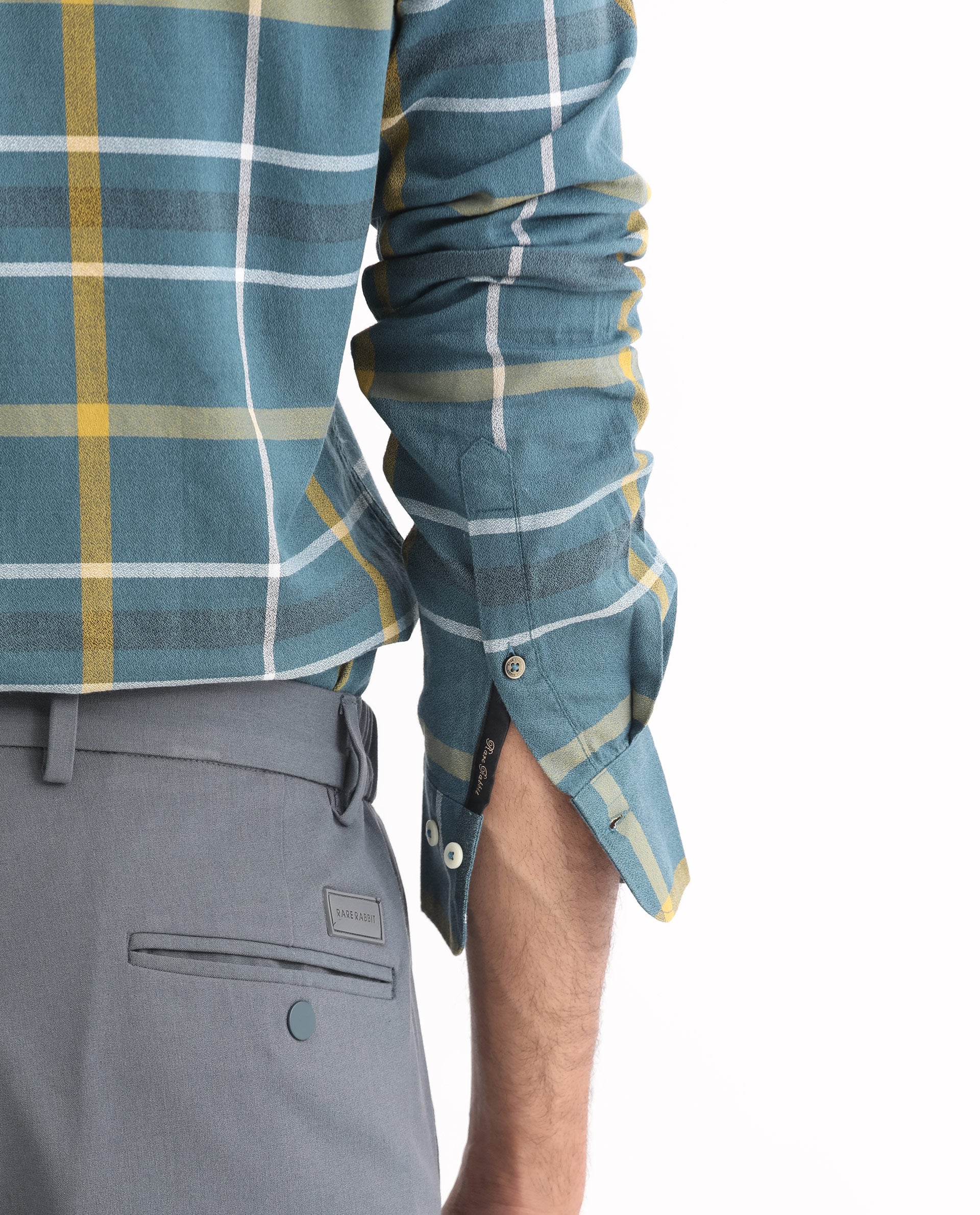 Rare Rabbit Men's Keller Navy Cotton Checked Print Regular Fit Full Sleeve Collared Shirt - Image 4