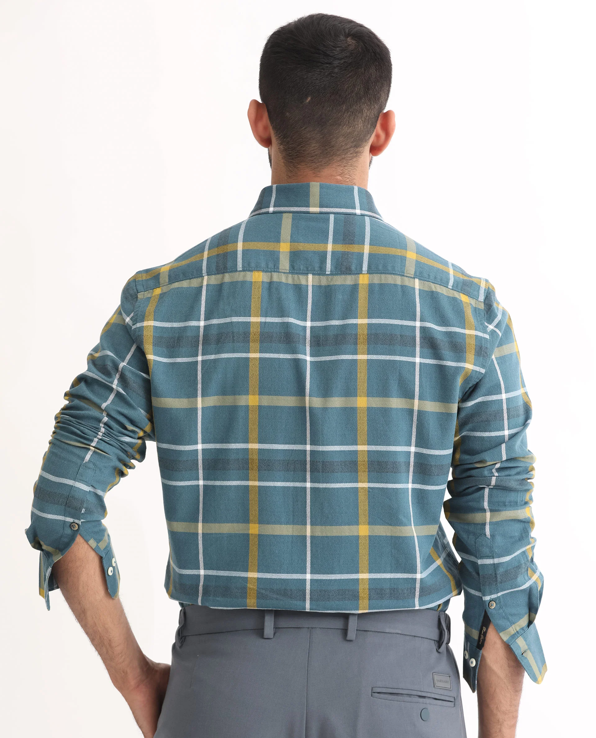Rare Rabbit Men's Keller Navy Cotton Checked Print Regular Fit Full Sleeve Collared Shirt - Image 9