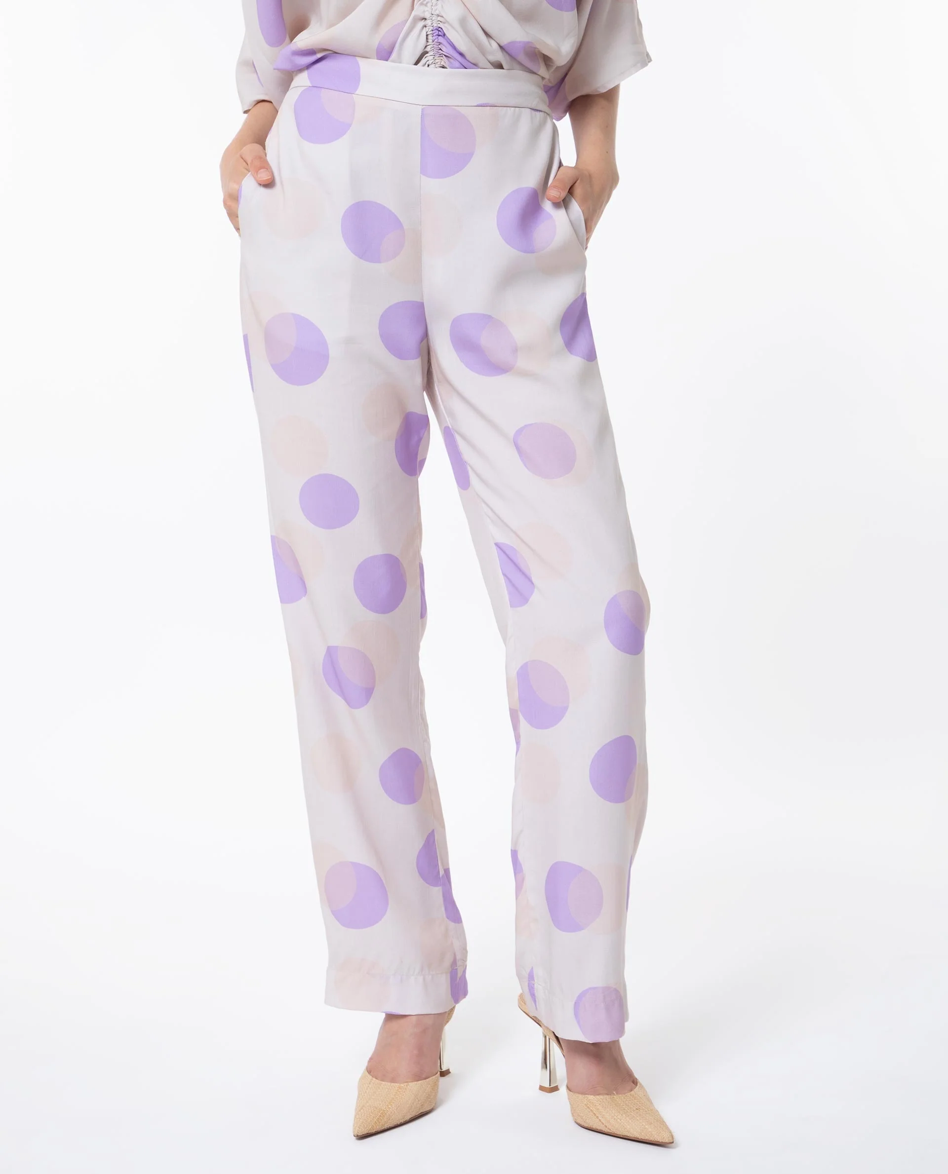 Rareism Women's Kelly Beige Cotton Polka Print Regular Fit Trouser - Image 10