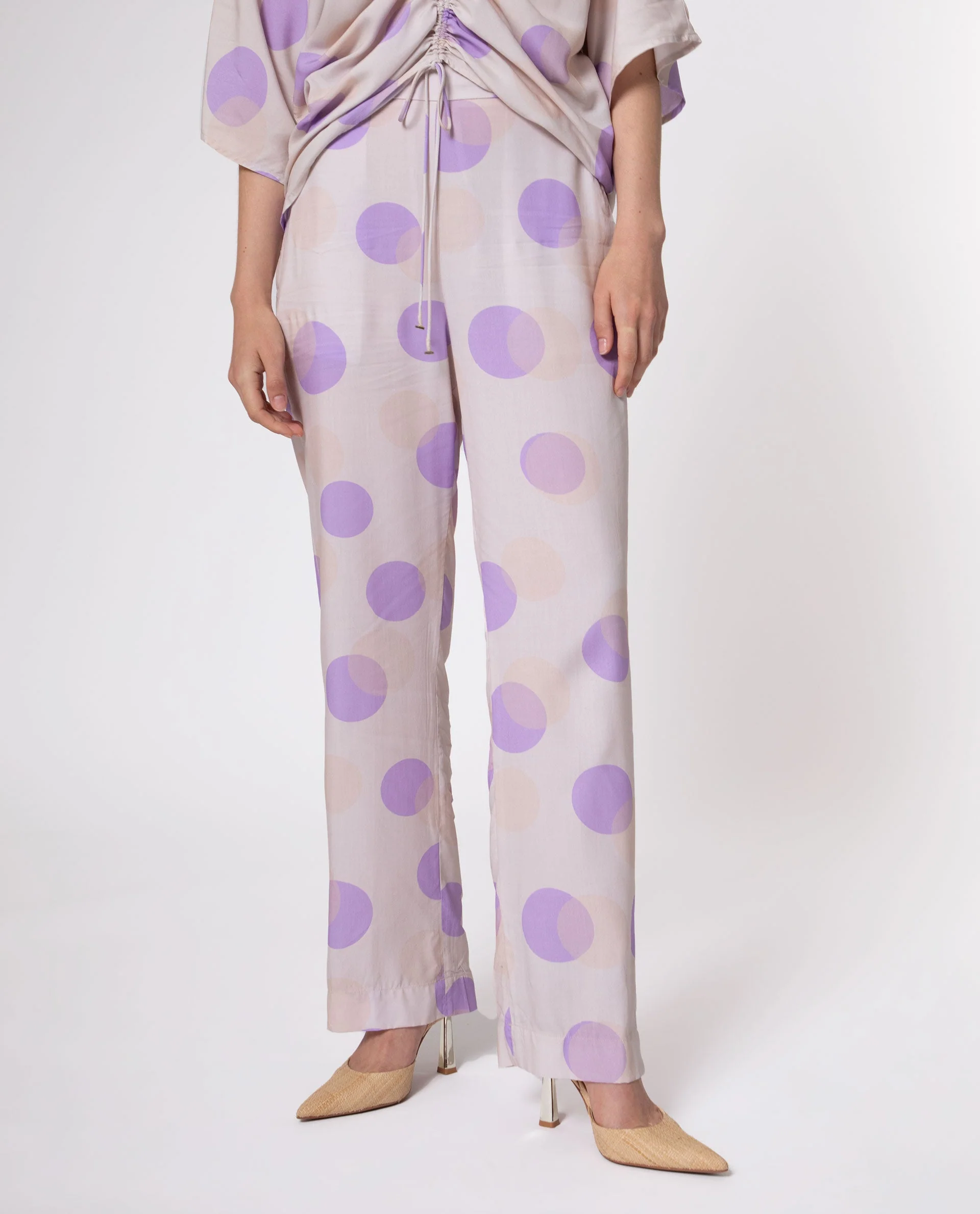 Rareism Women's Kelly Beige Cotton Polka Print Regular Fit Trouser - Image 2