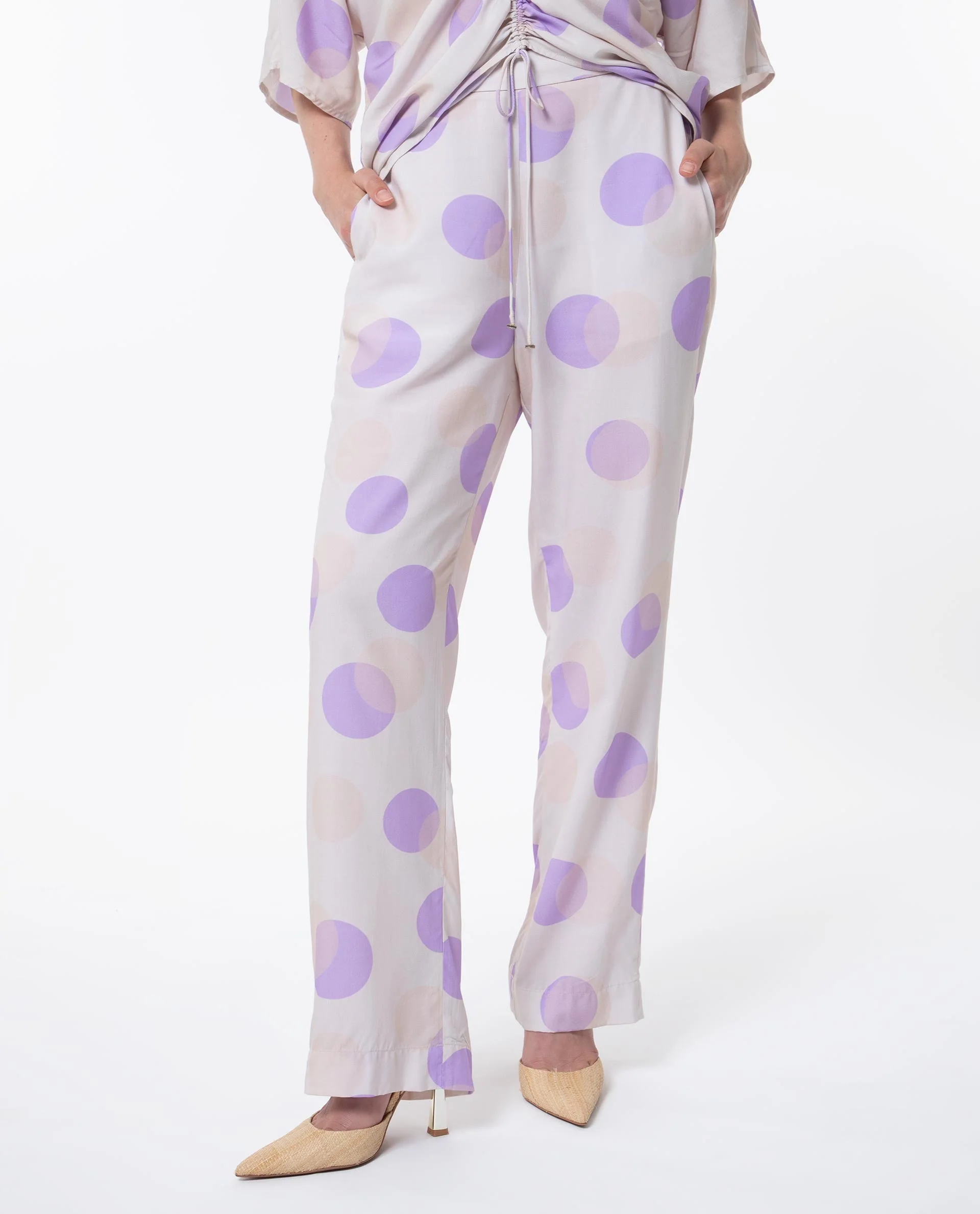 Rareism Women's Kelly Beige Cotton Polka Print Regular Fit Trouser - Image 5