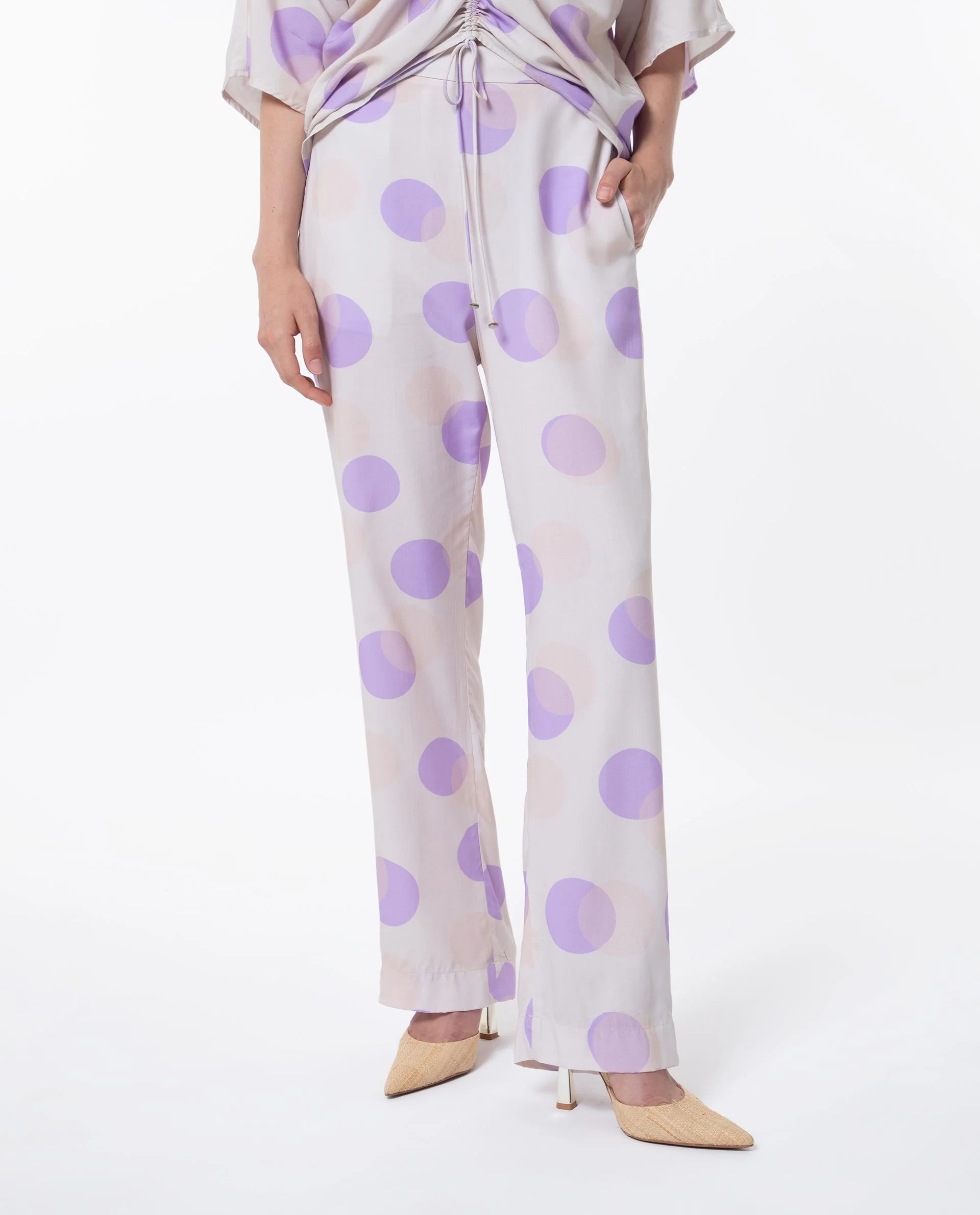 Rareism Women's Kelly Beige Cotton Polka Print Regular Fit Trouser - Image 6