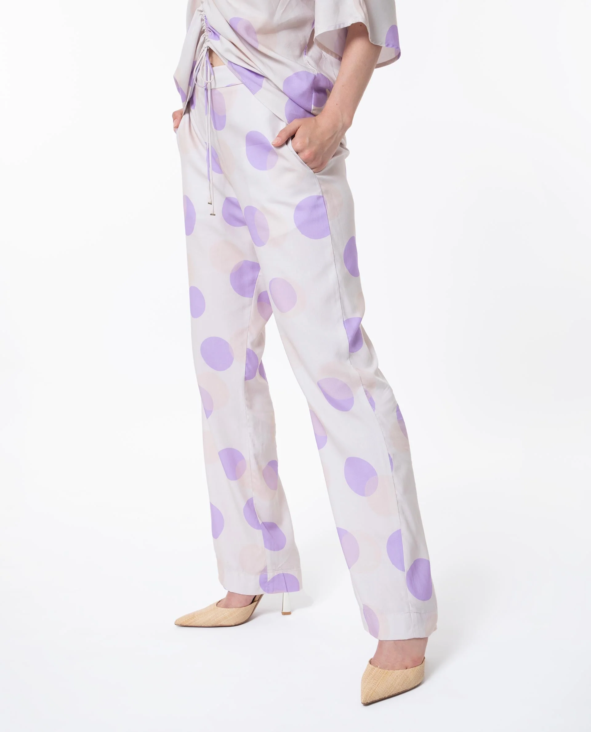 Rareism Women's Kelly Beige Cotton Polka Print Regular Fit Trouser - Image 7
