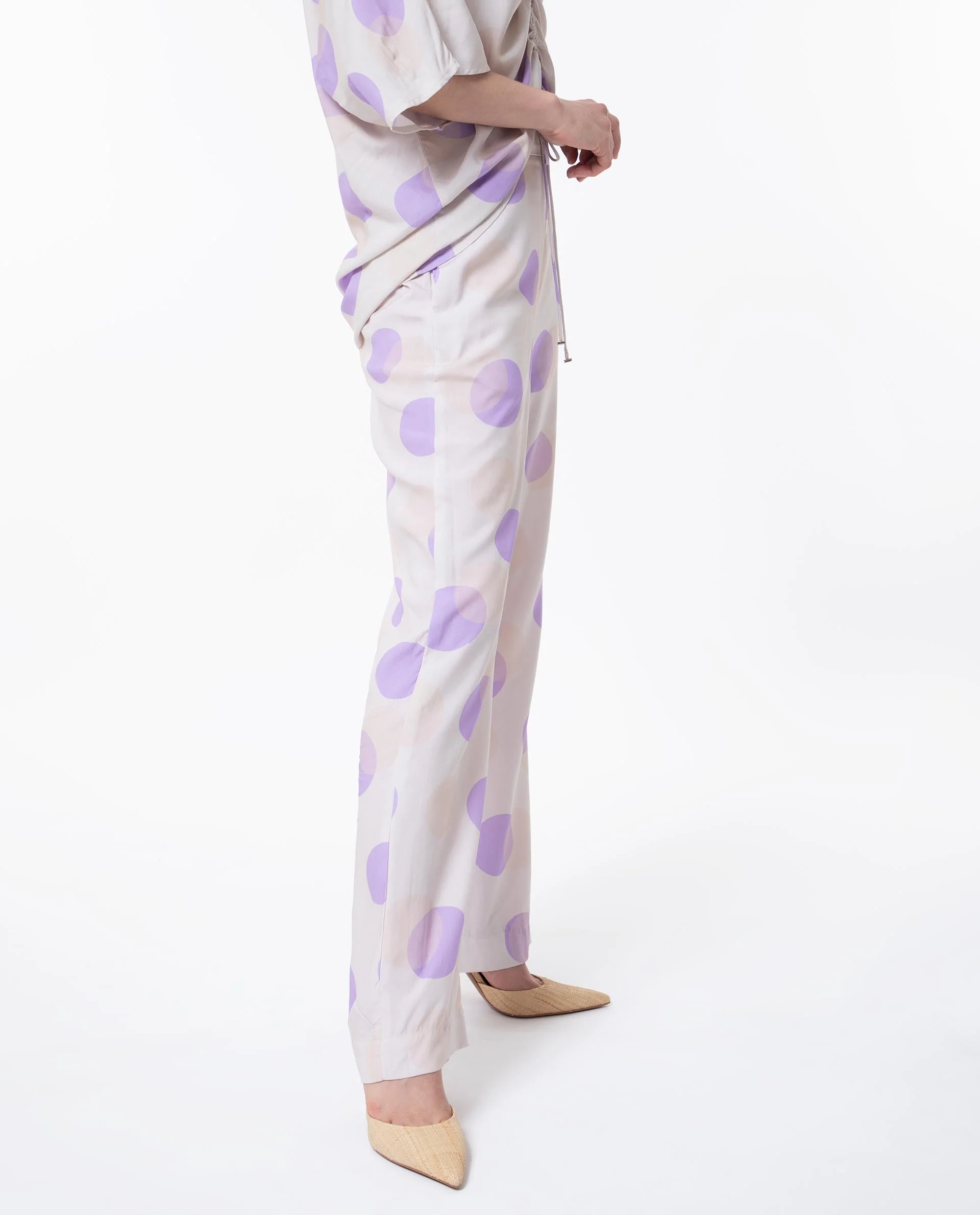 Rareism Women's Kelly Beige Cotton Polka Print Regular Fit Trouser - Image 8