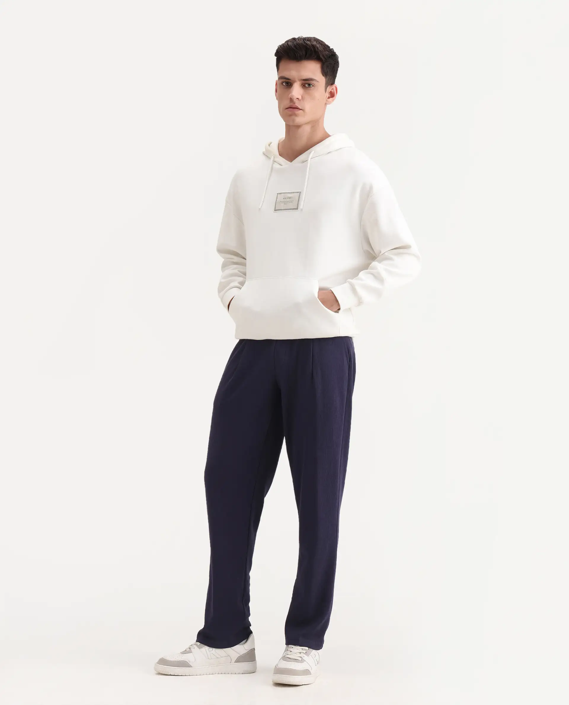 Rare Rabbit Men's Kelo Dark Purple Cotton Blend Plain Regular Fit Trouser - Image 4