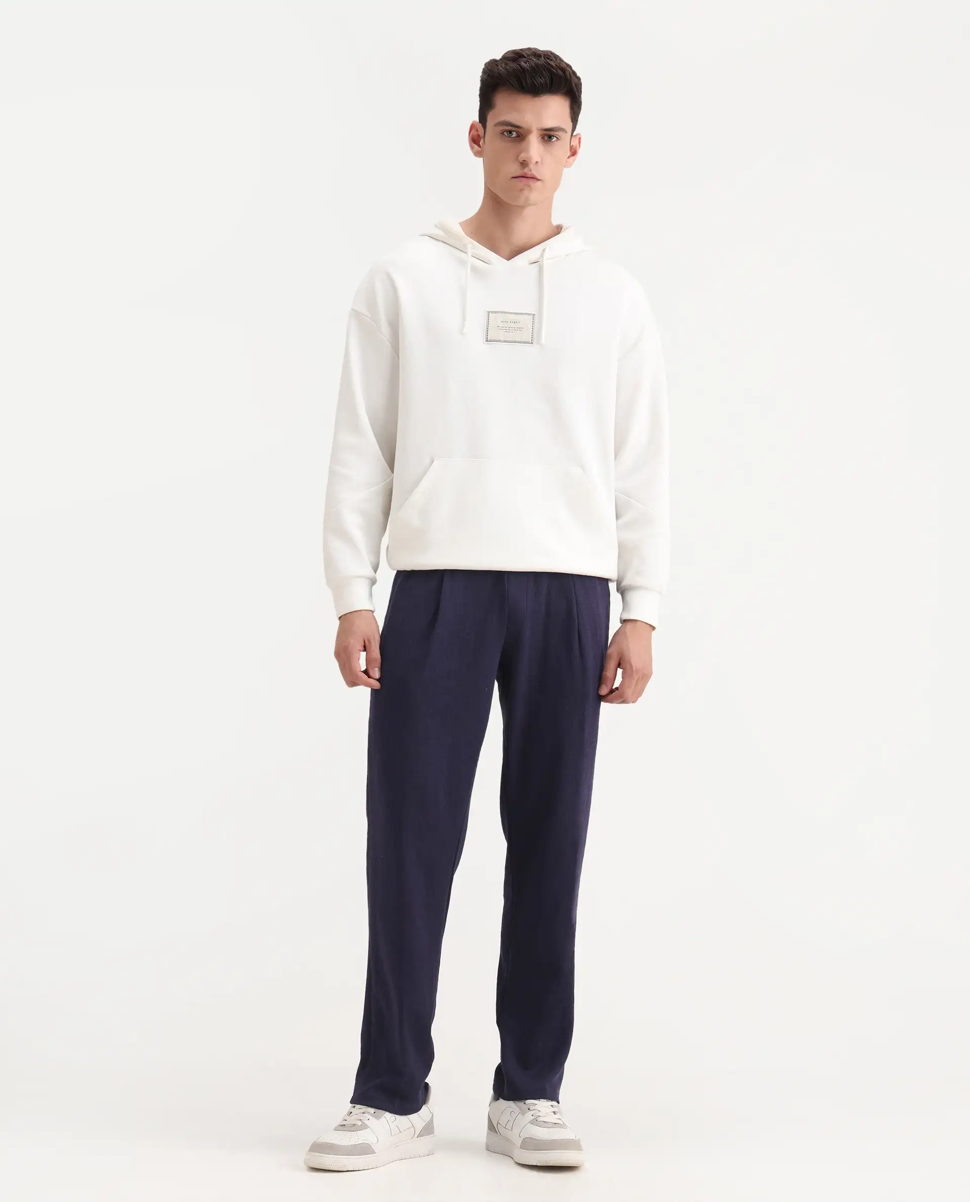 Rare Rabbit Men's Kelo Dark Purple Cotton Blend Plain Regular Fit Trouser - Image 5