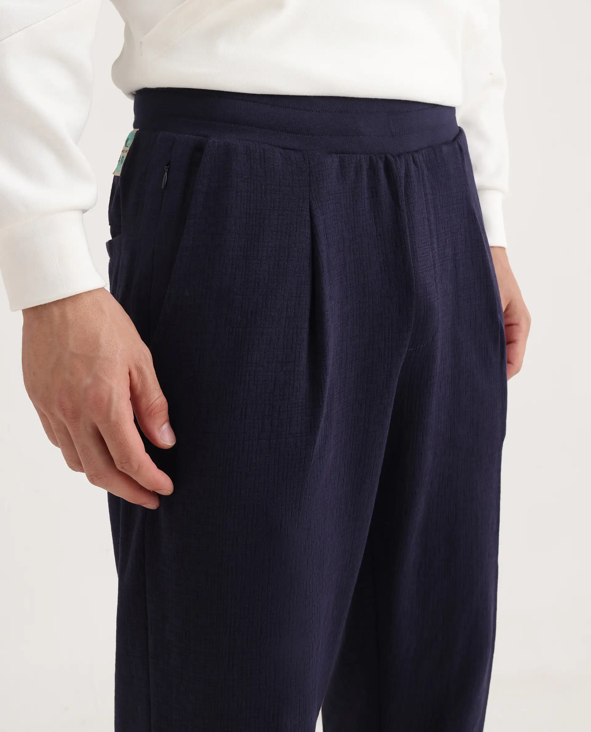 Rare Rabbit Men's Kelo Dark Purple Cotton Blend Plain Regular Fit Trouser - Image 6