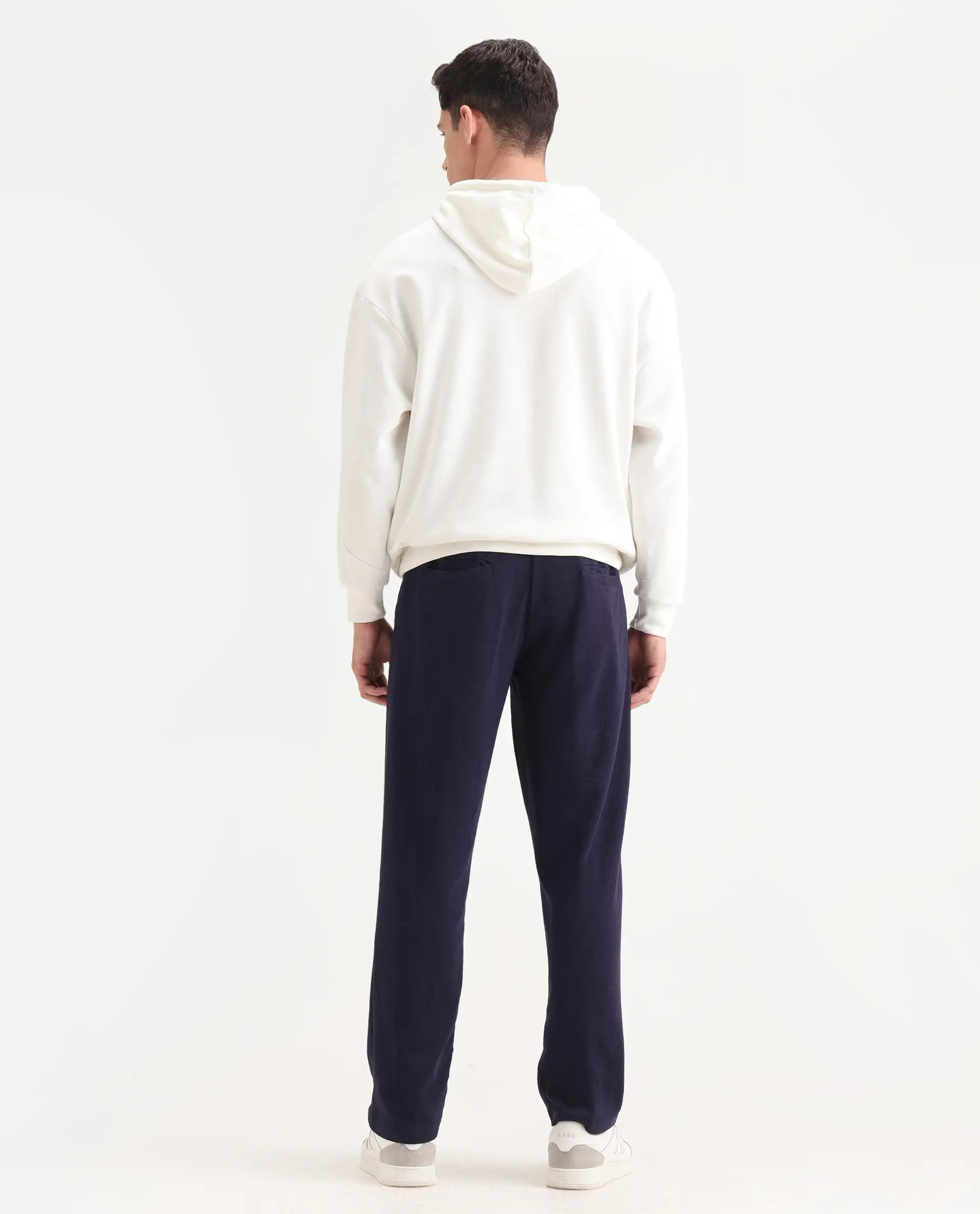 Rare Rabbit Men's Kelo Dark Purple Cotton Blend Plain Regular Fit Trouser - Image 8